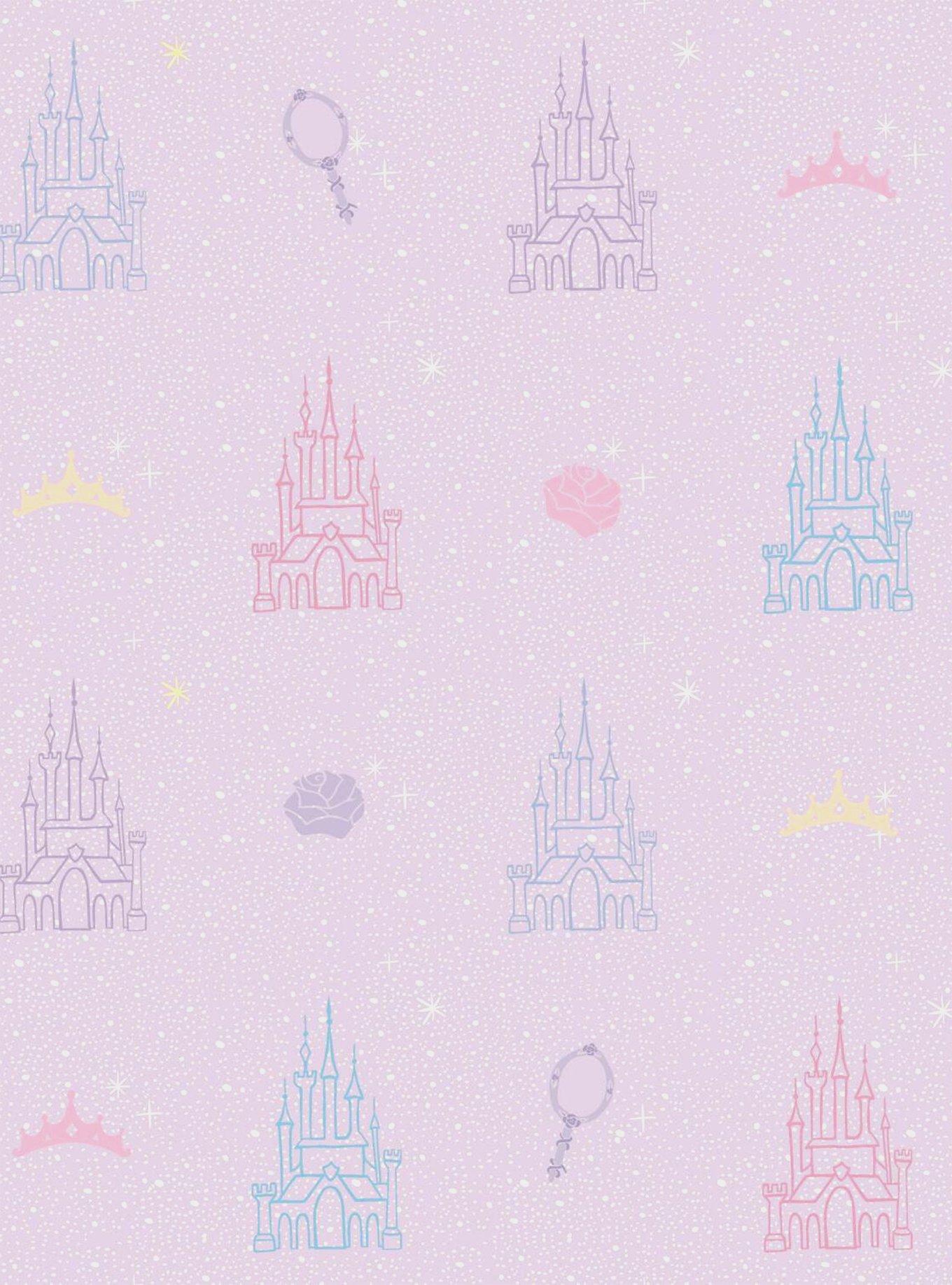 Disney Princesses Purple and Pink Castle Peel & Stick Wallpaper, , hi-res