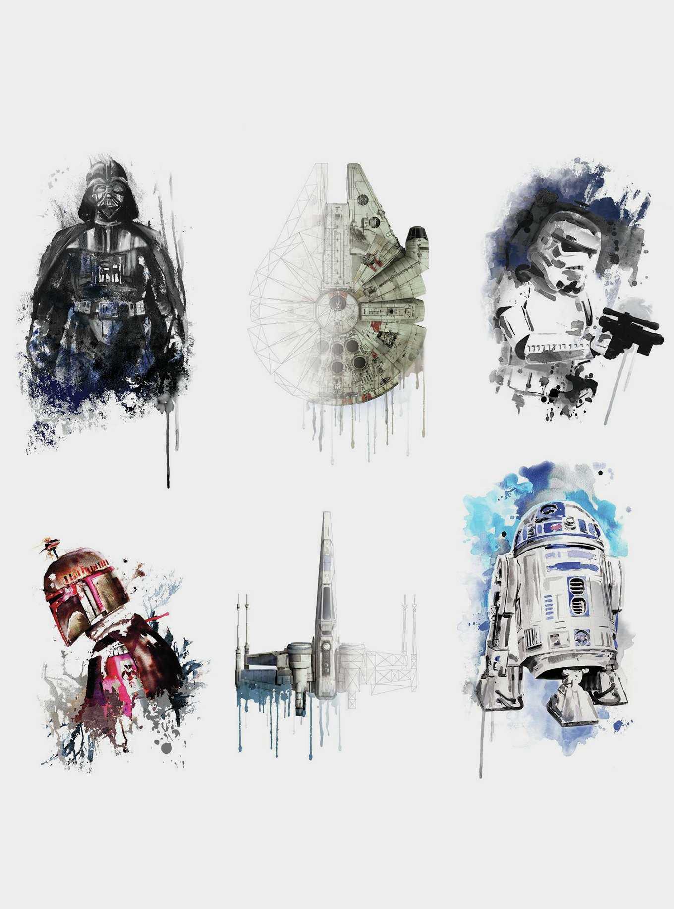 Star Wars Iconic Watercolor Peel And Stick Wall Decals, , hi-res