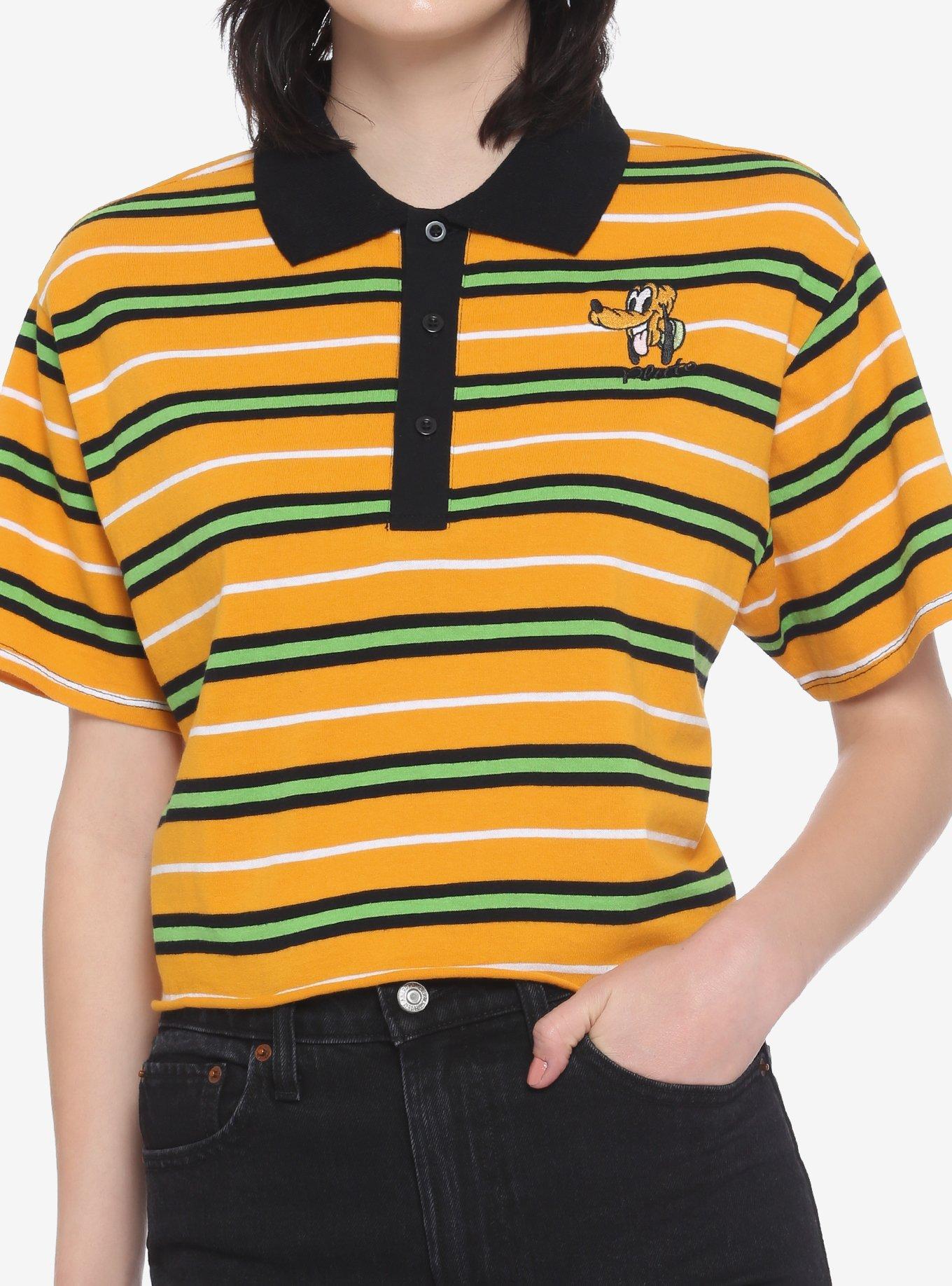 Disney Pluto Stripe Girls Crop Polo Shirt, MULTI, hi-res