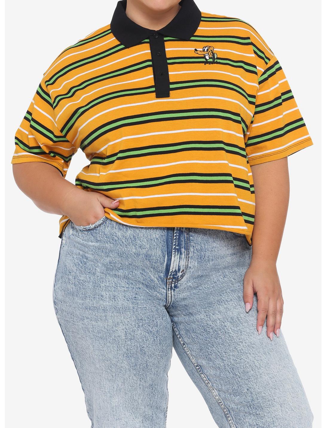 Disney Pluto Stripe Girls Crop Polo Shirt Plus Size, MULTI, hi-res