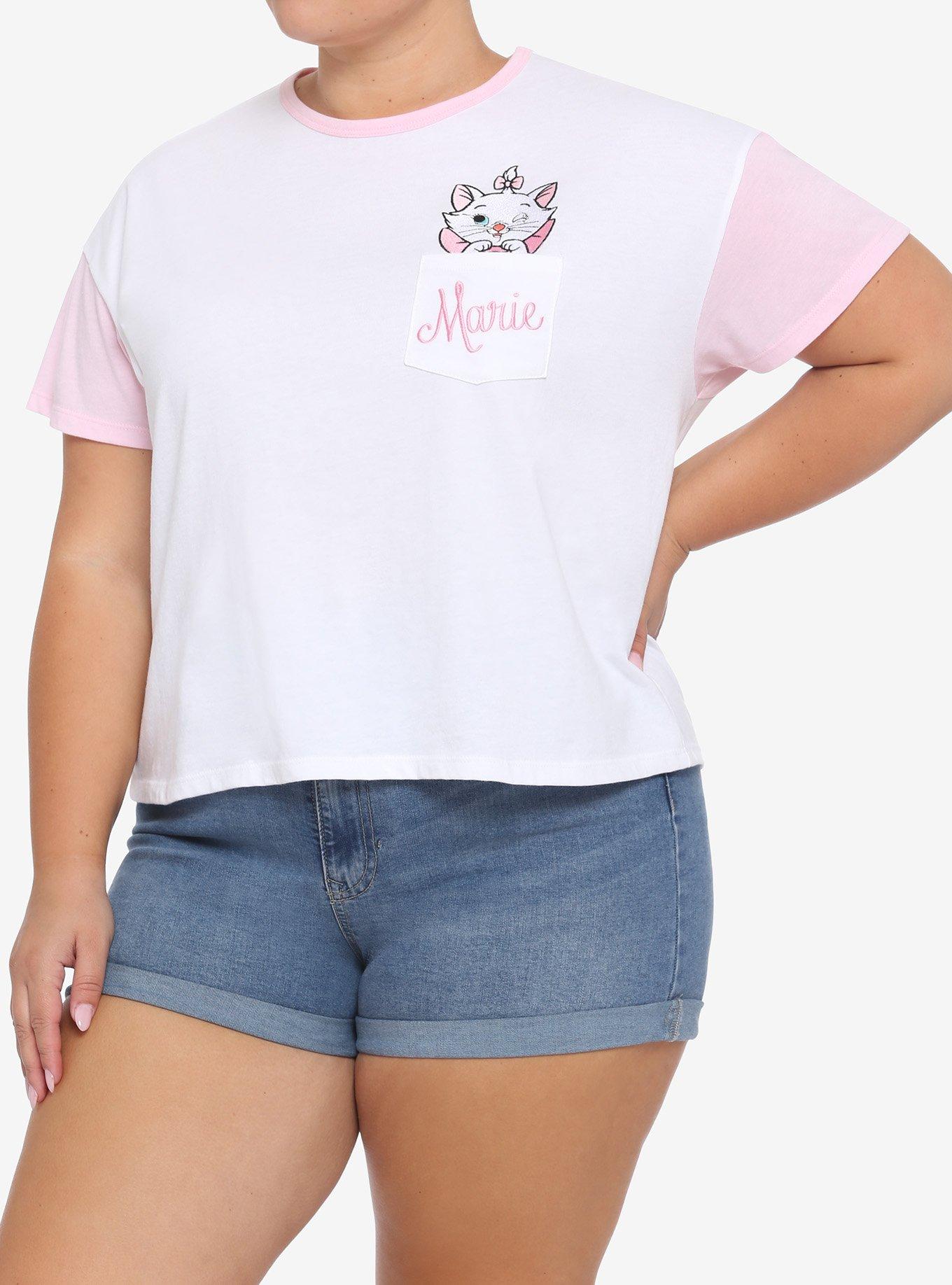 Disney The Aristocats Marie Pocket Girls Crop T-Shirt Plus Size, PINK, hi-res