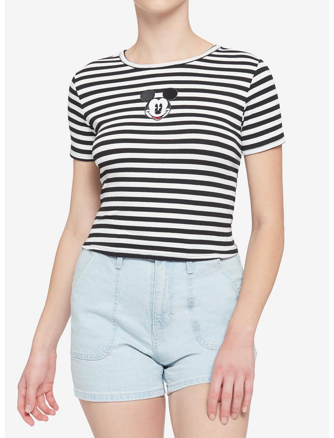 Disney Mickey Mouse Black & White Stripe Girls Baby T-Shirt, WHITE, hi-res