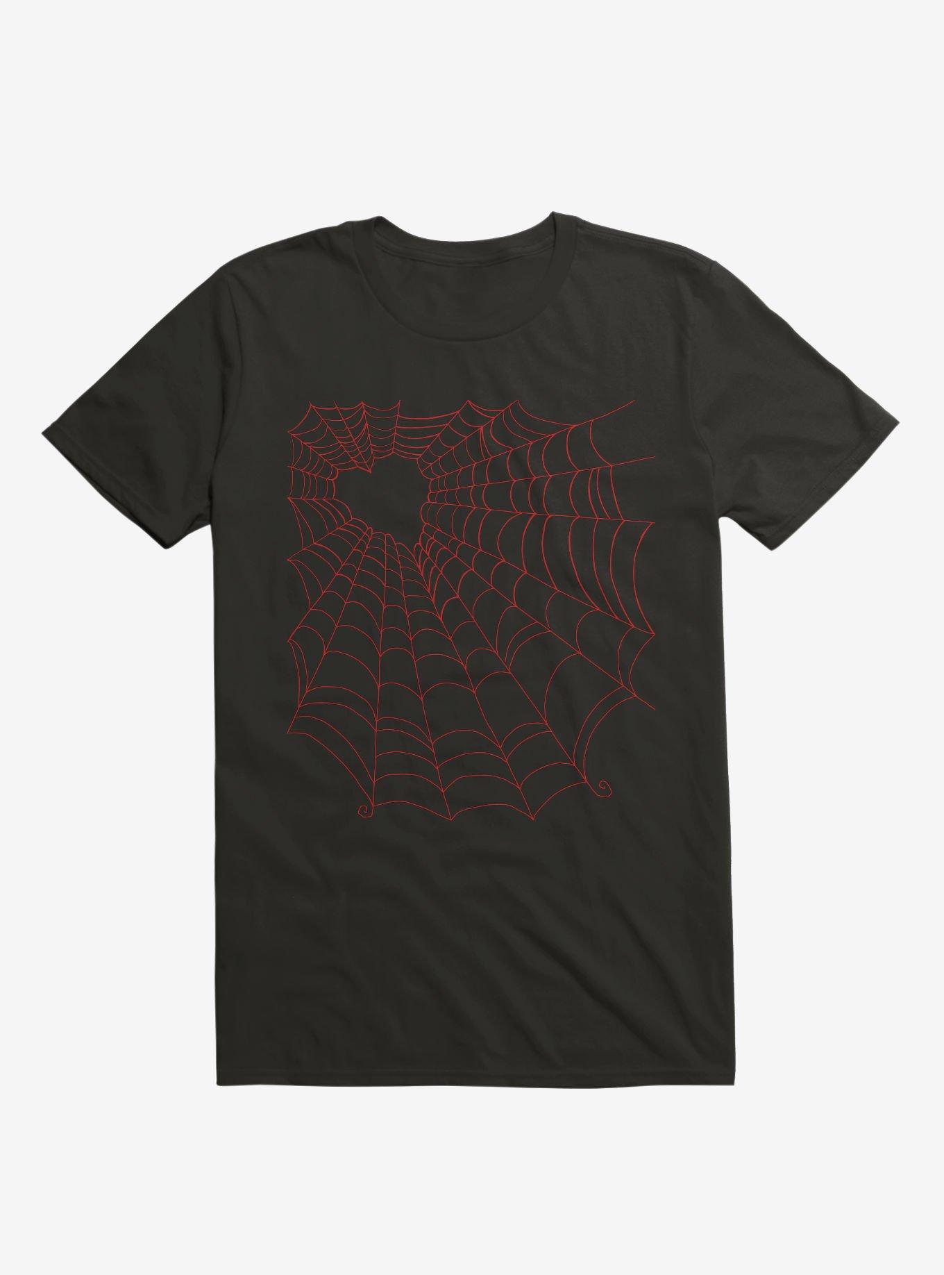 Caught You In My Red Hearted Web Black T-Shirt, BLACK, hi-res