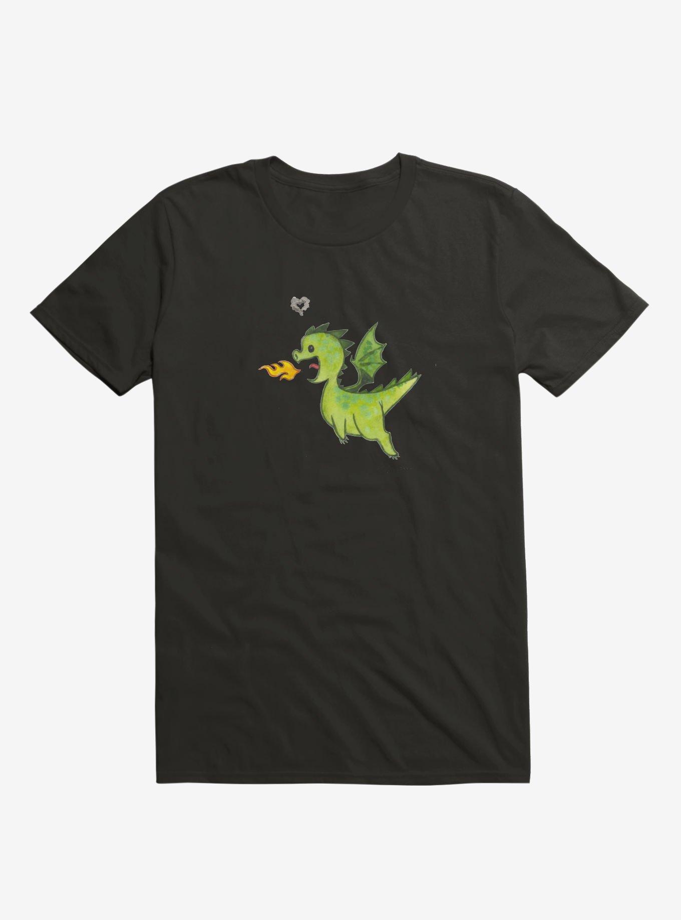 Little Green Dragon Love Black T-Shirt