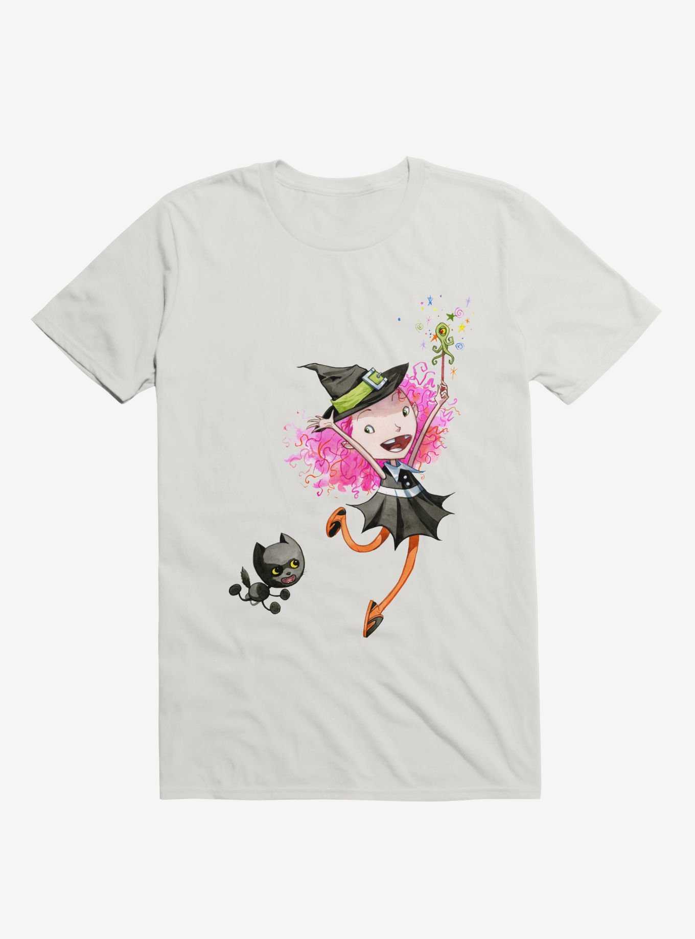 Trixie And Scratches Little Witch And Cat White T-Shirt, , hi-res