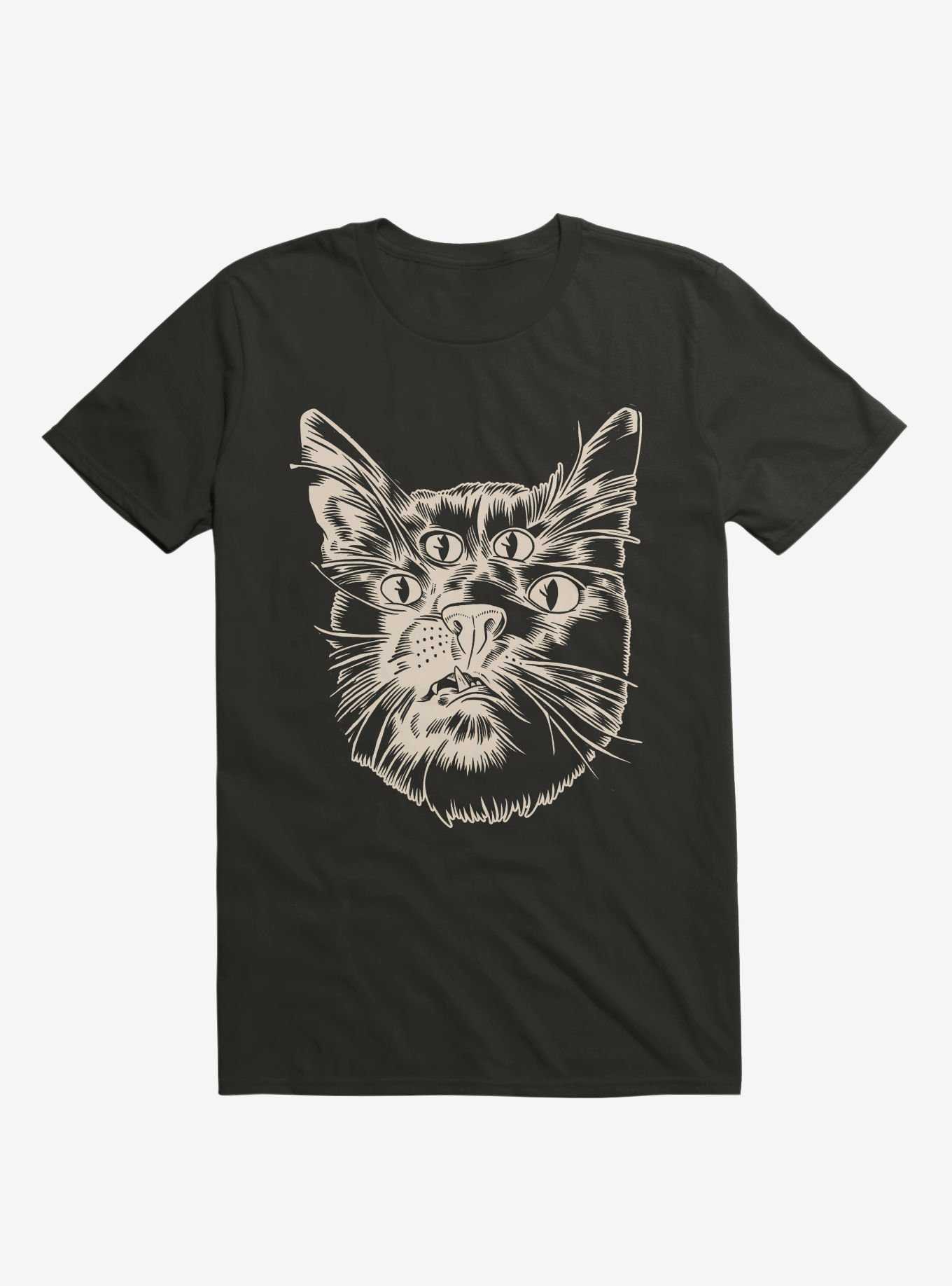 Four Eyed Cat Black T-Shirt, , hi-res