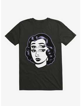 Four Eyed Retro Girl Black T-Shirt, , hi-res