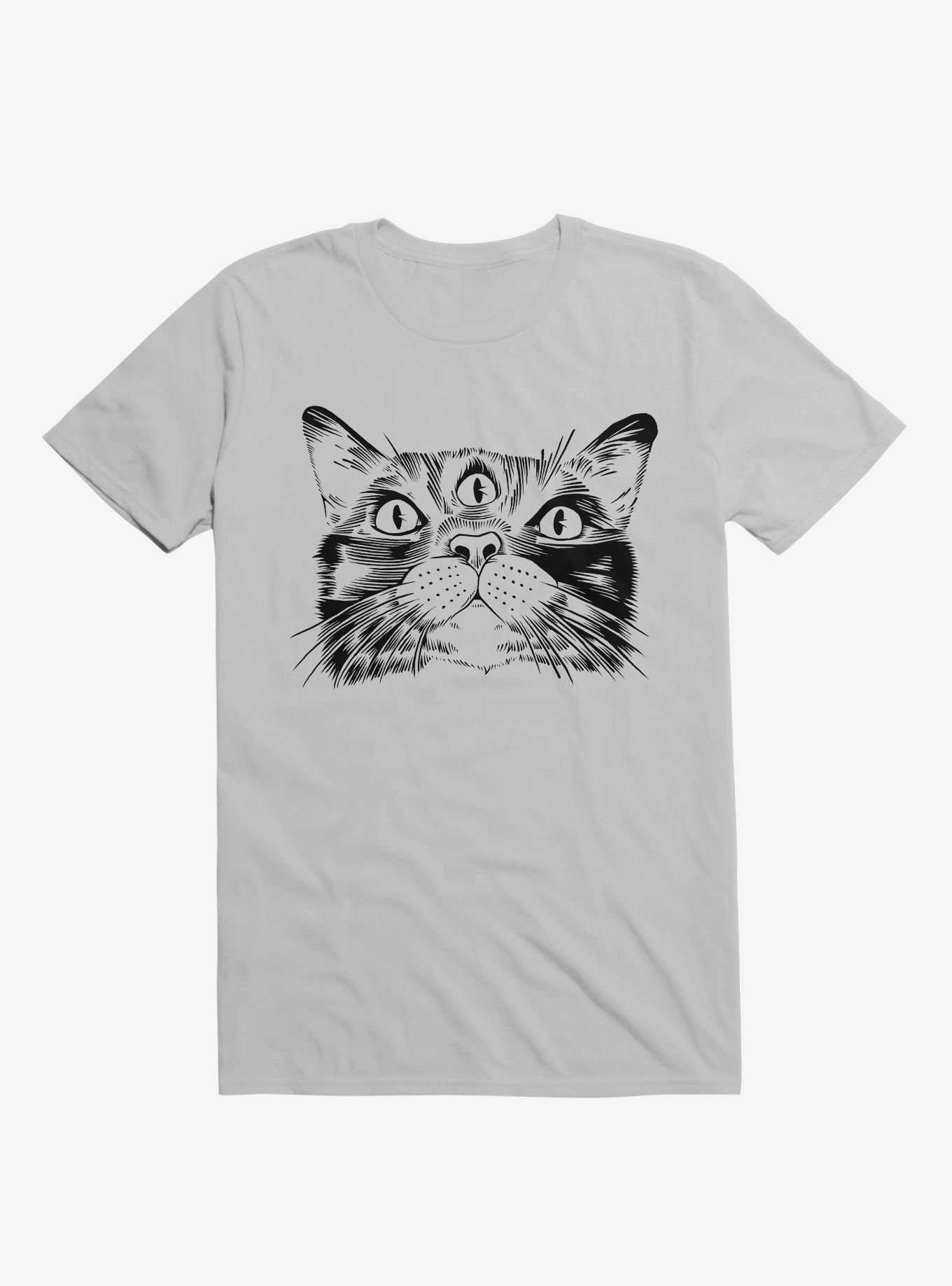 Janus Three Eyed Cat Face Ice Grey T-Shirt, , hi-res