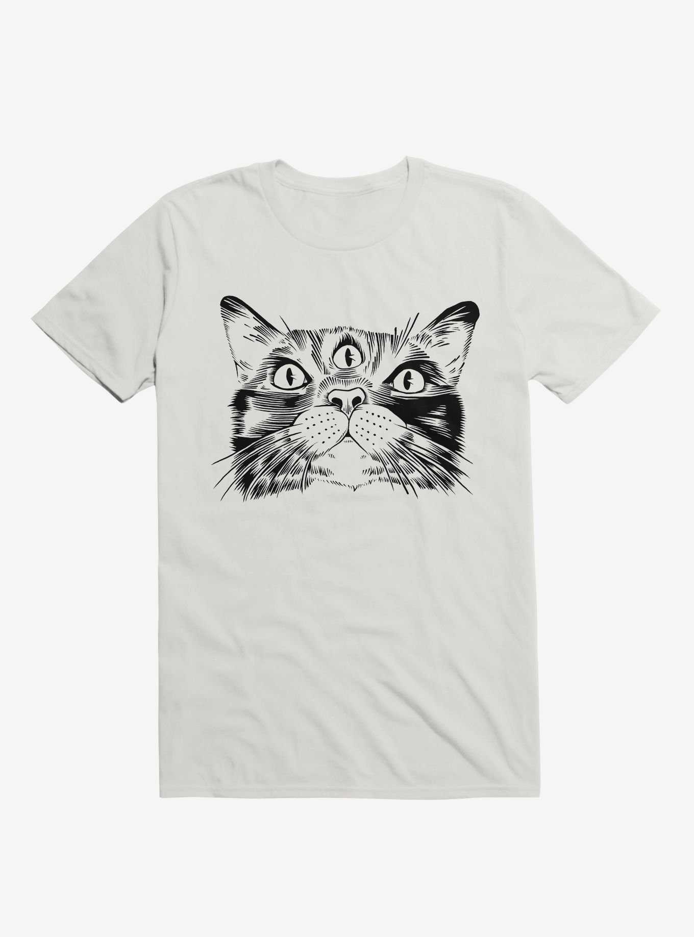 Janus Three Eyed Cat Face White T-Shirt, , hi-res