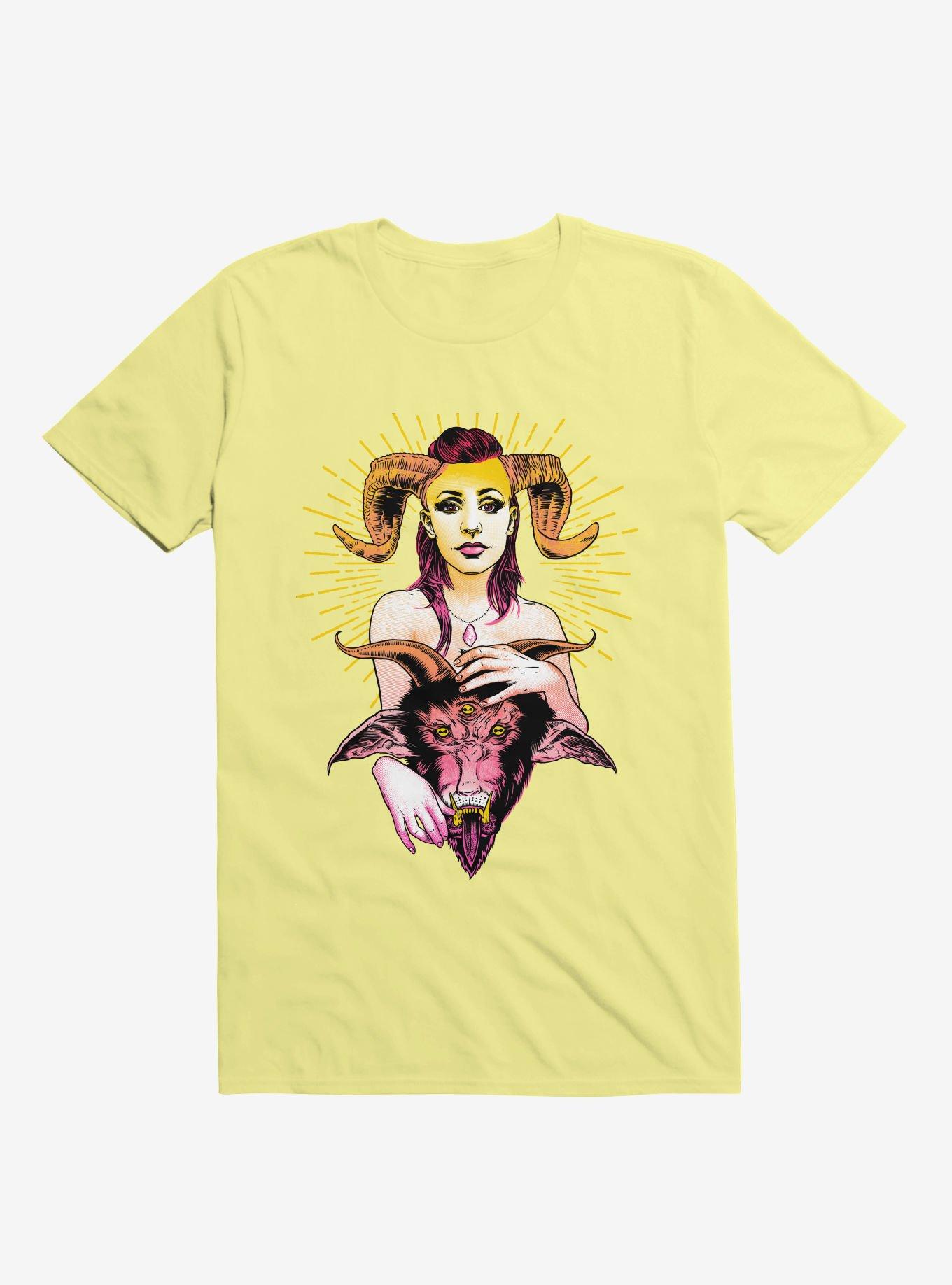 Monster Holy Doll Horns Corn Silk Yellow T-Shirt