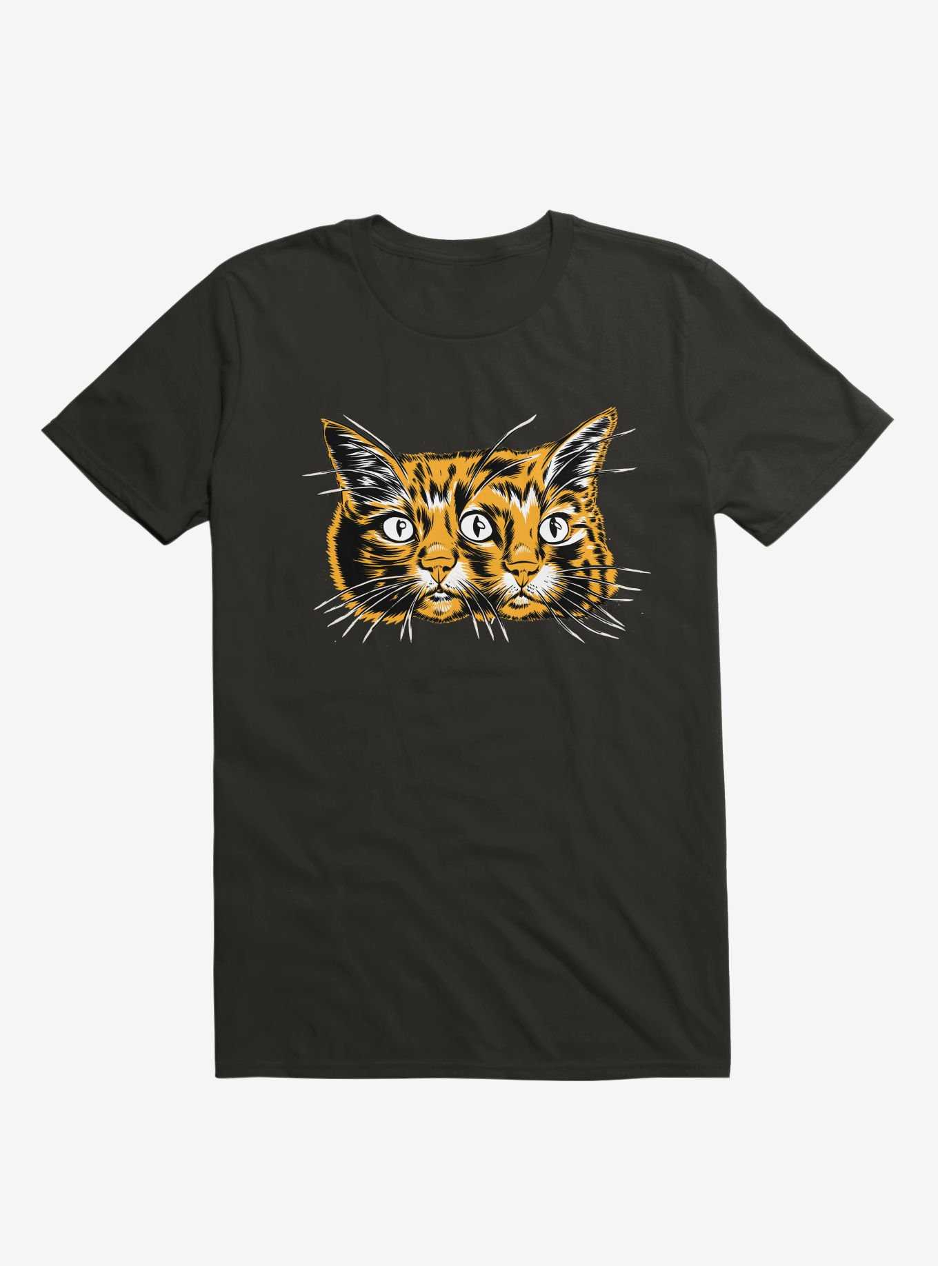 Orange Janus Three Eyed Cat Head Black T-Shirt, , hi-res