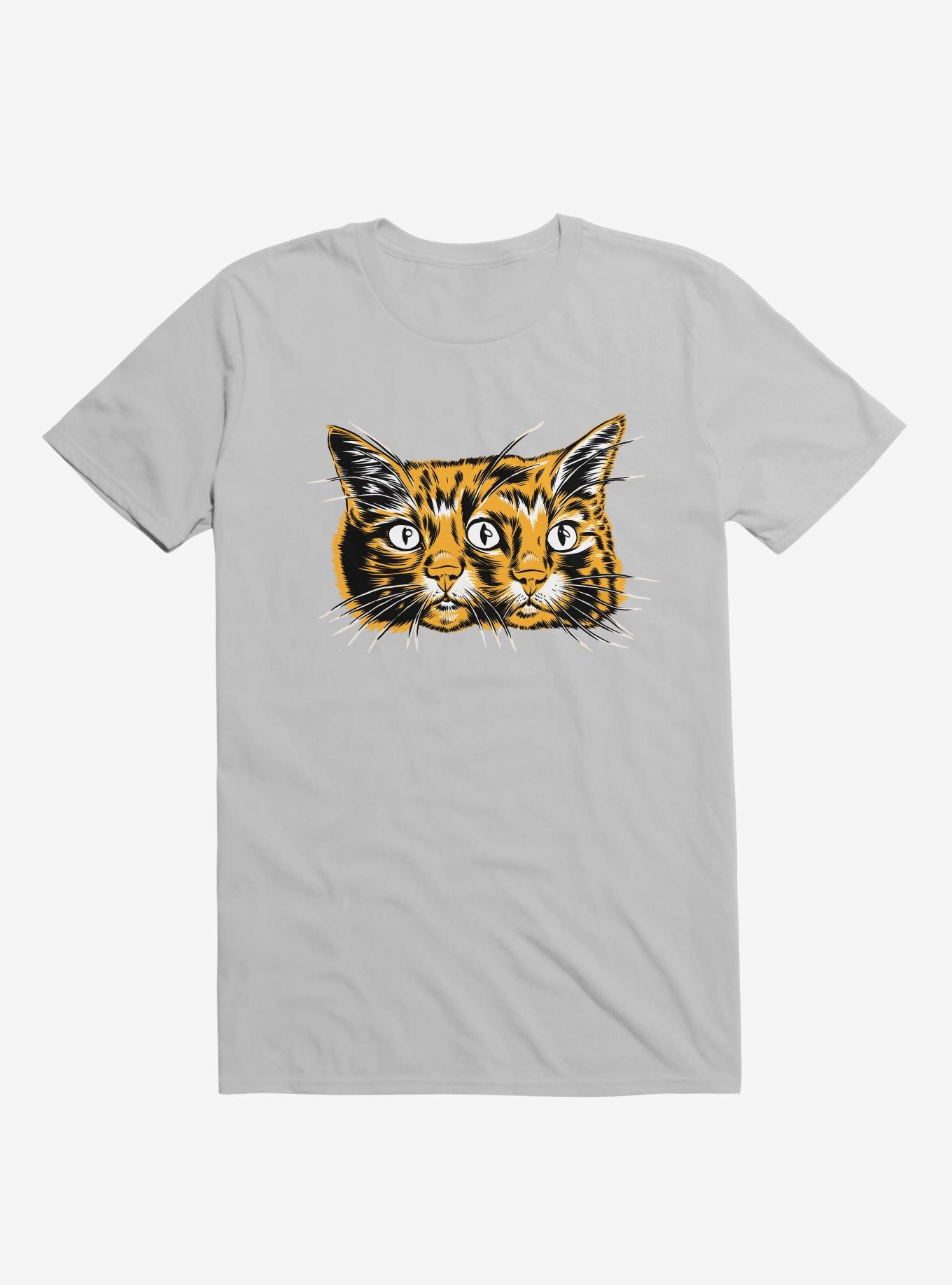 Orange Janus Three Eyed Cat Head Ice Grey T-Shirt