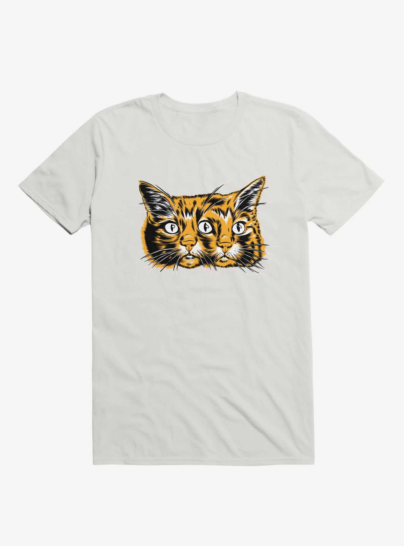 Orange Janus Three Eyed Cat Head White T-Shirt, , hi-res