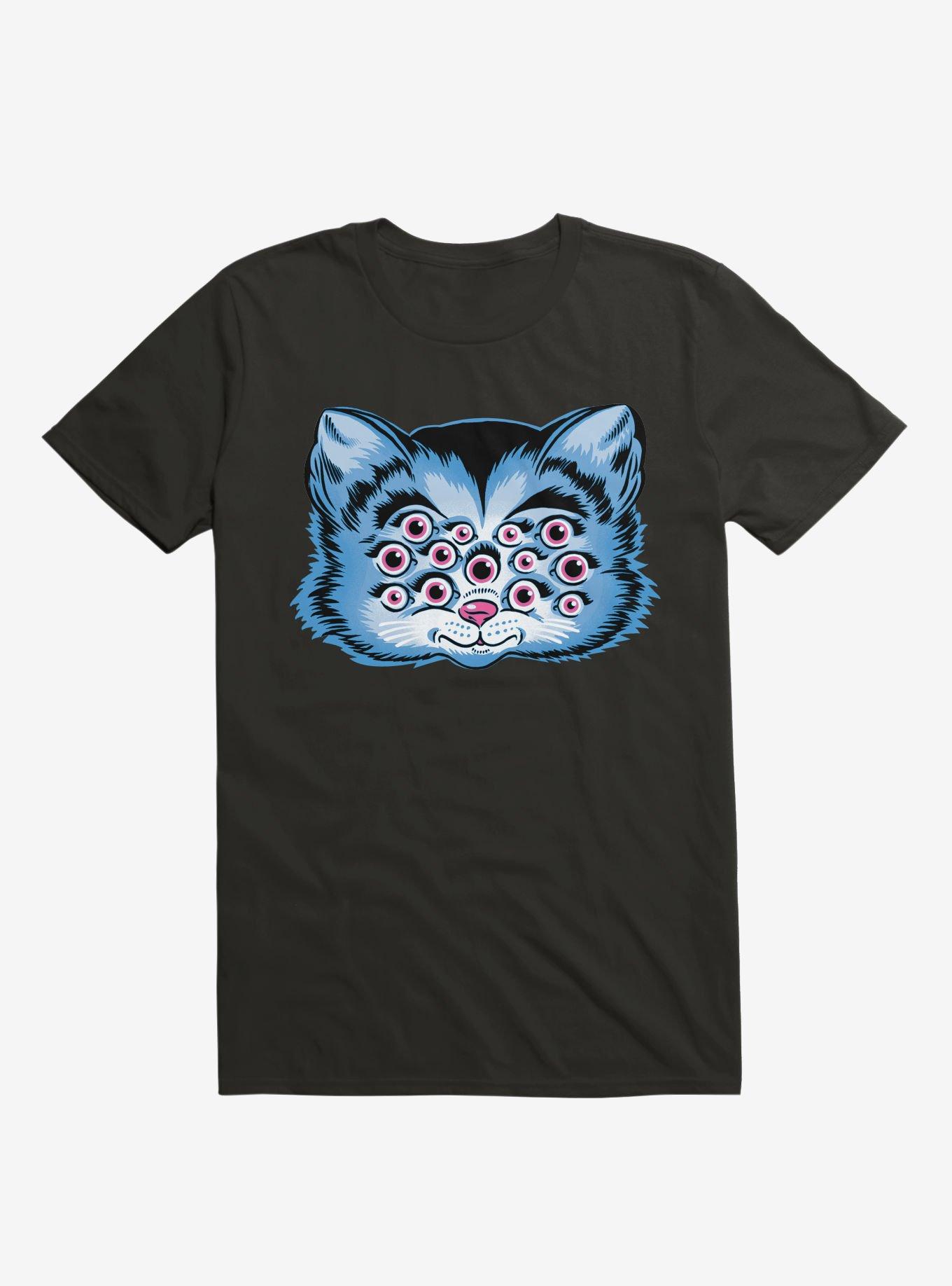 Thirteen Eyed Cat Black T-Shirt, BLACK, hi-res