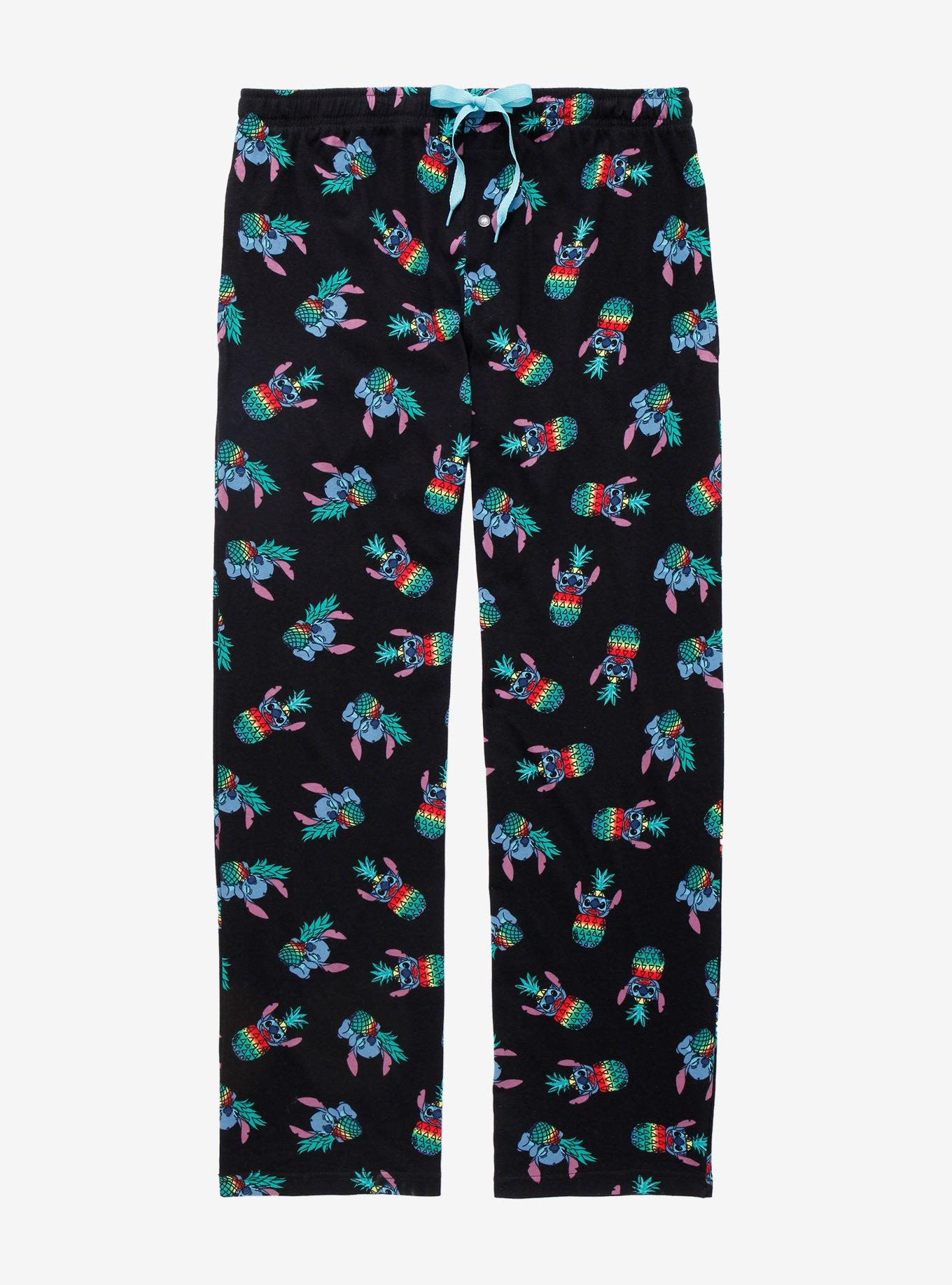 Disney Pride Lilo & Stitch Rainbow Pineapples Sleep Pants - BoxLunch Exclusive, BLACK, hi-res