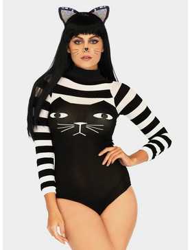 Nylon Striped Cat Bodysuit, , hi-res