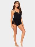 Brushed Jersey And Lace Romper, , hi-res