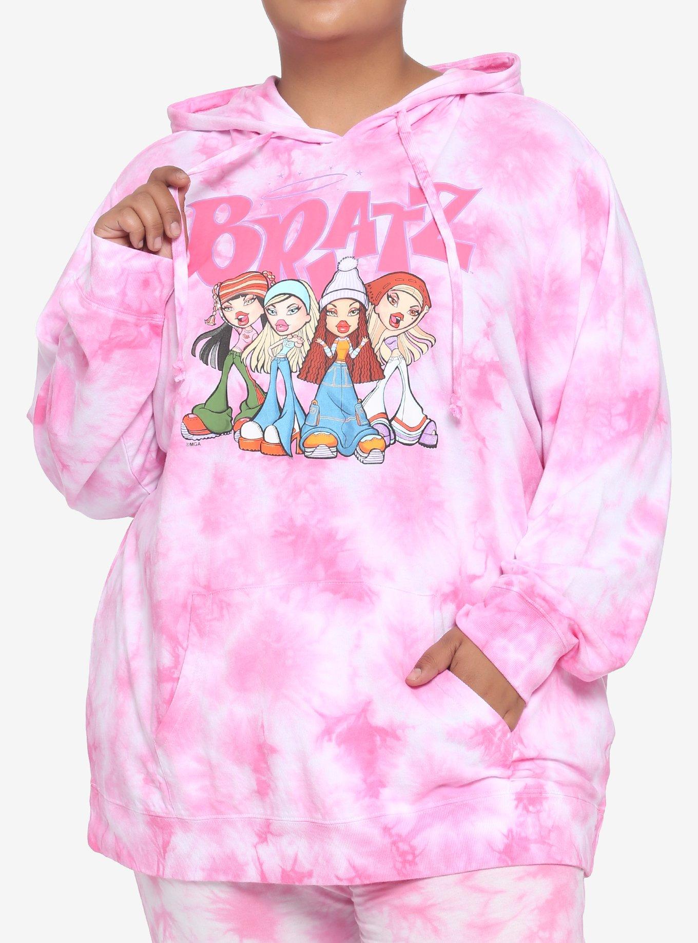 Bratz Characters Group Tie-Dye Girls Hoodie Plus Size, PINK, hi-res