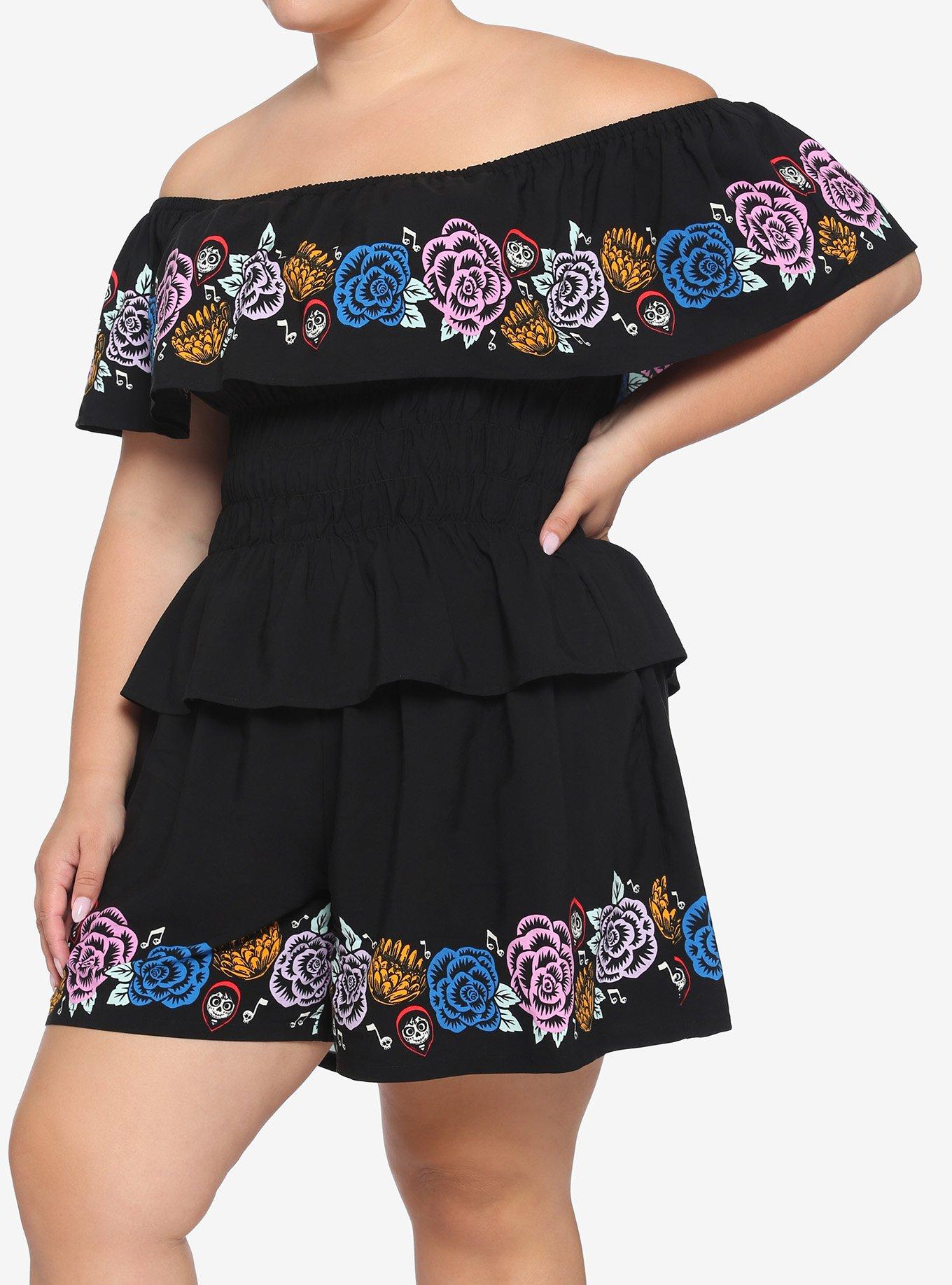Disney Pixar Coco Floral Smocked Off-The-Shoulder Top Plus Size, MULTI, hi-res