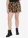 HT Denim Sunflowers & Skulls Ultra Hi-Rise Button-Front Shorts Plus Size, BLACK, hi-res