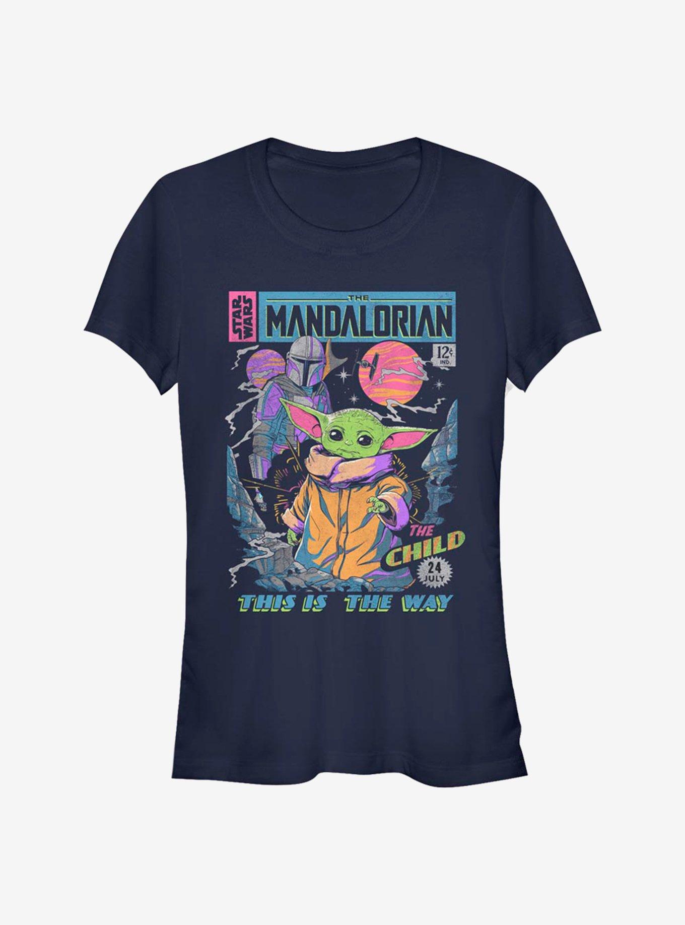 Star Wars The Mandalorian The Child Neon Poster Girls T-Shirt, NAVY, hi-res