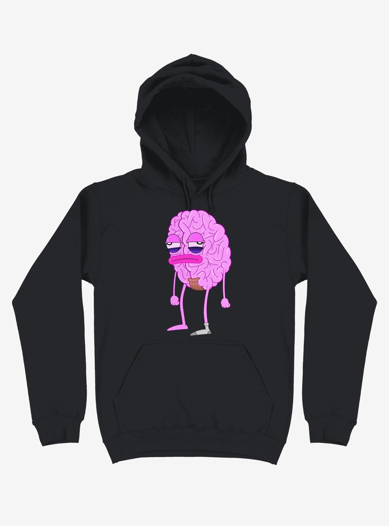 Lazy Brain Black Hoodie, BLACK, hi-res