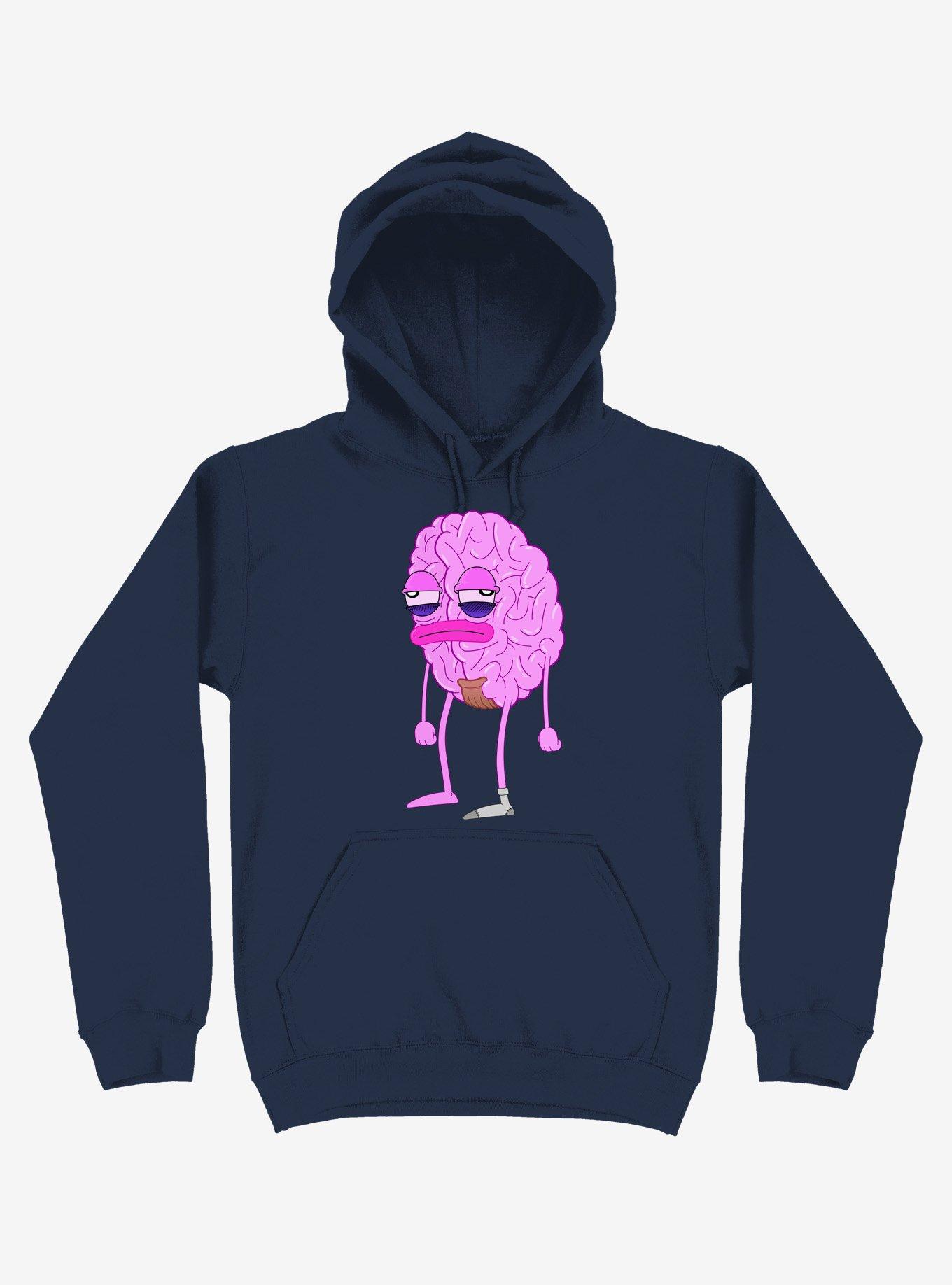 Lazy Brain Navy Blue Hoodie, NAVY, hi-res