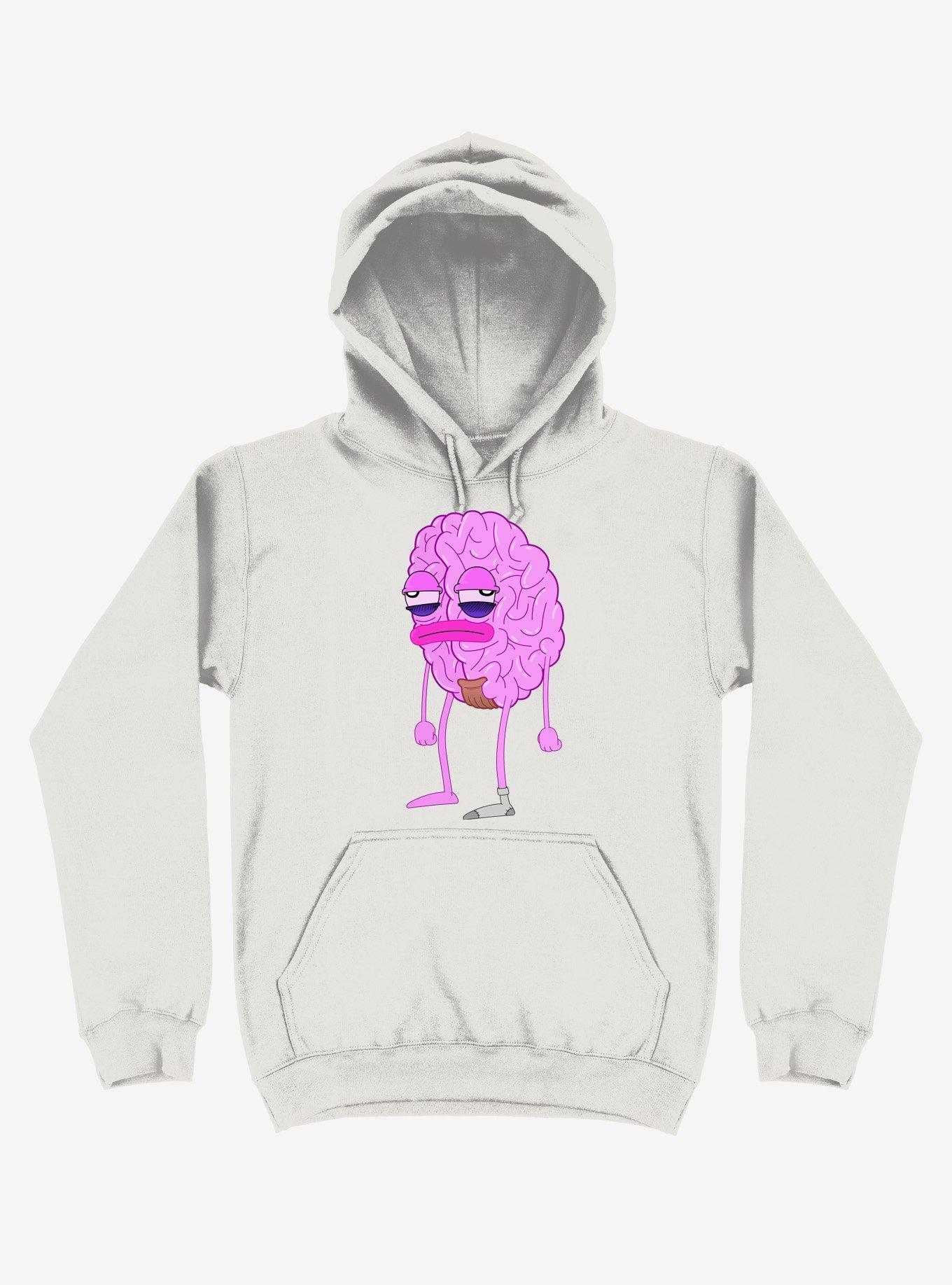 Lazy Brain White Hoodie, WHITE, hi-res