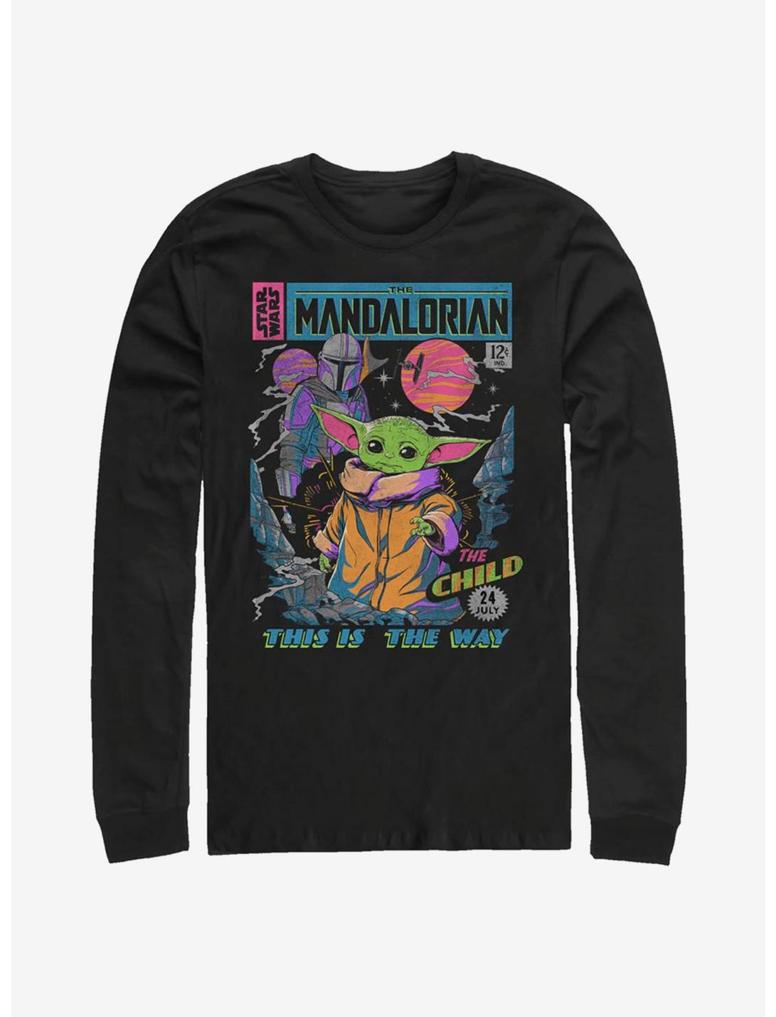 Star Wars The Mandalorian The Child Neon Poster Long-Sleeve T-Shirt, BLACK, hi-res