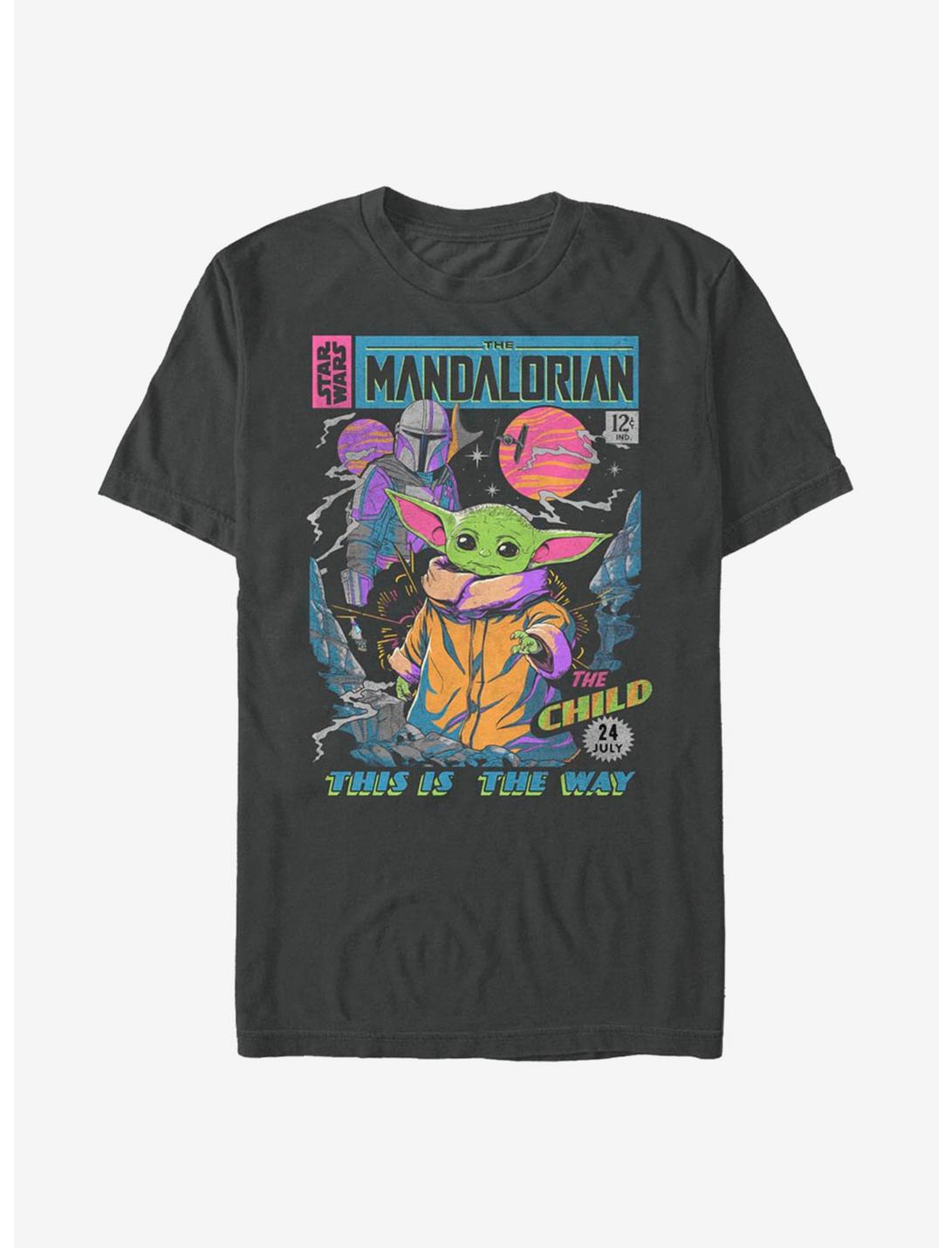 Star Wars The Mandalorian Neon Poster T-Shirt, CHARCOAL, hi-res