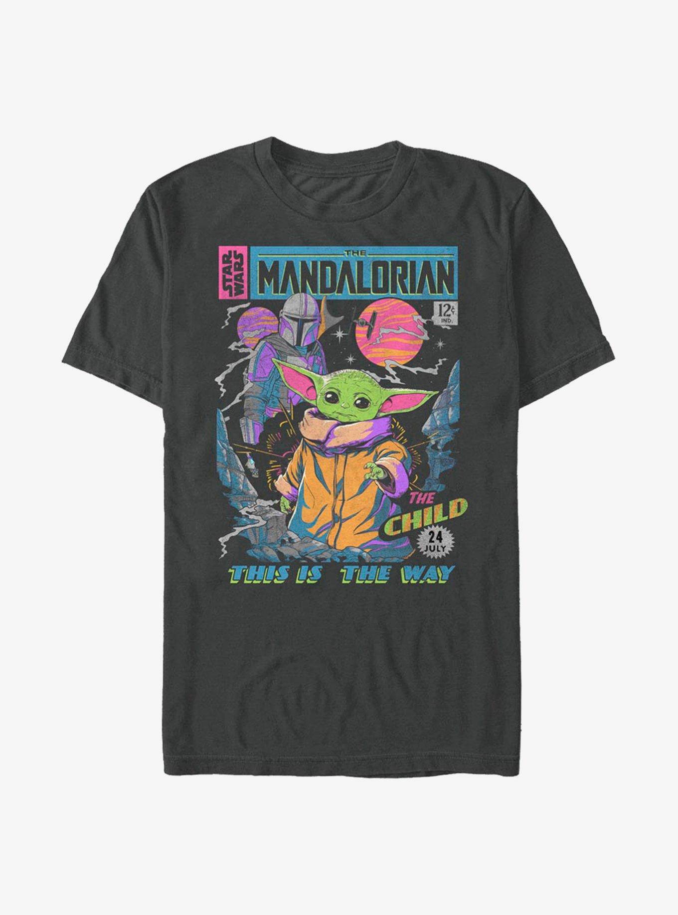 Star Wars The Mandalorian Neon Poster T-Shirt - GREY | Hot Topic