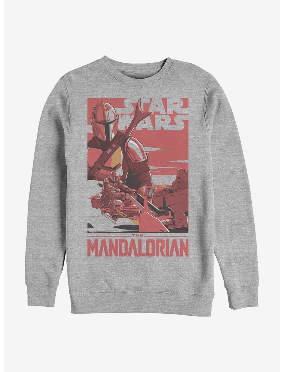Star Wars The Mandalorian Mad Mando Poster Crew Sweatshirt, ATH HTR, hi-res