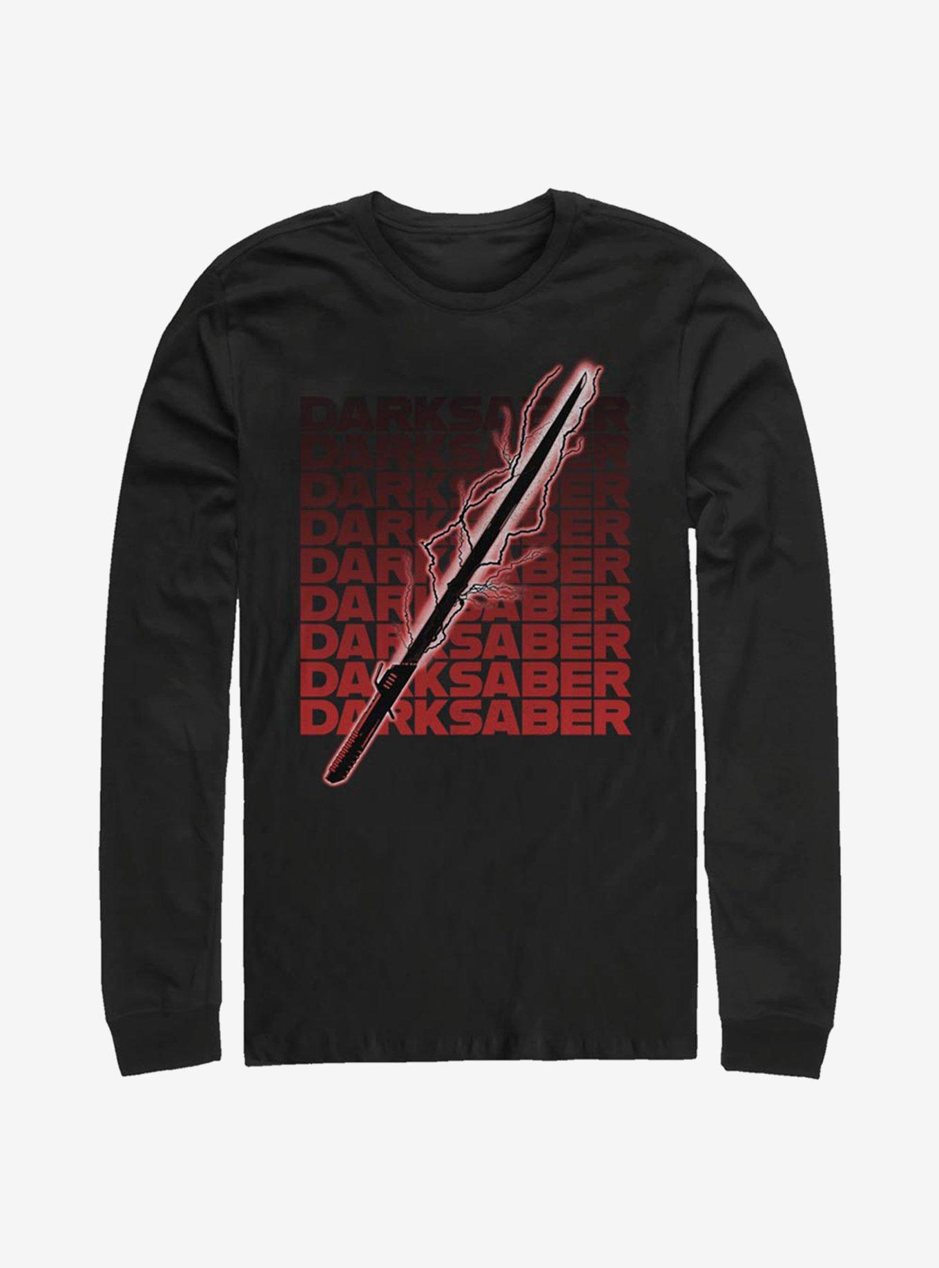 Star Wars The Mandalorian Darksaber Text Long-Sleeve T-Shirt, BLACK, hi-res