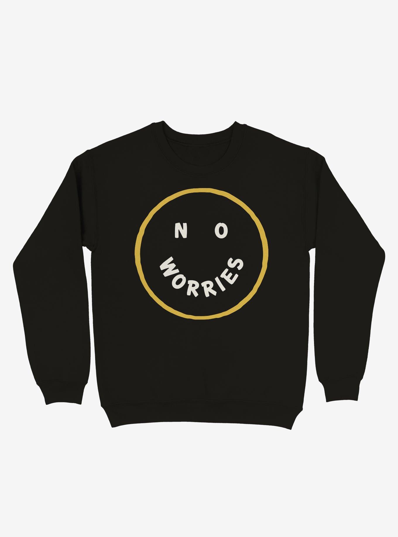 No Worries Smile Face Crew Sweatshirt, , hi-res