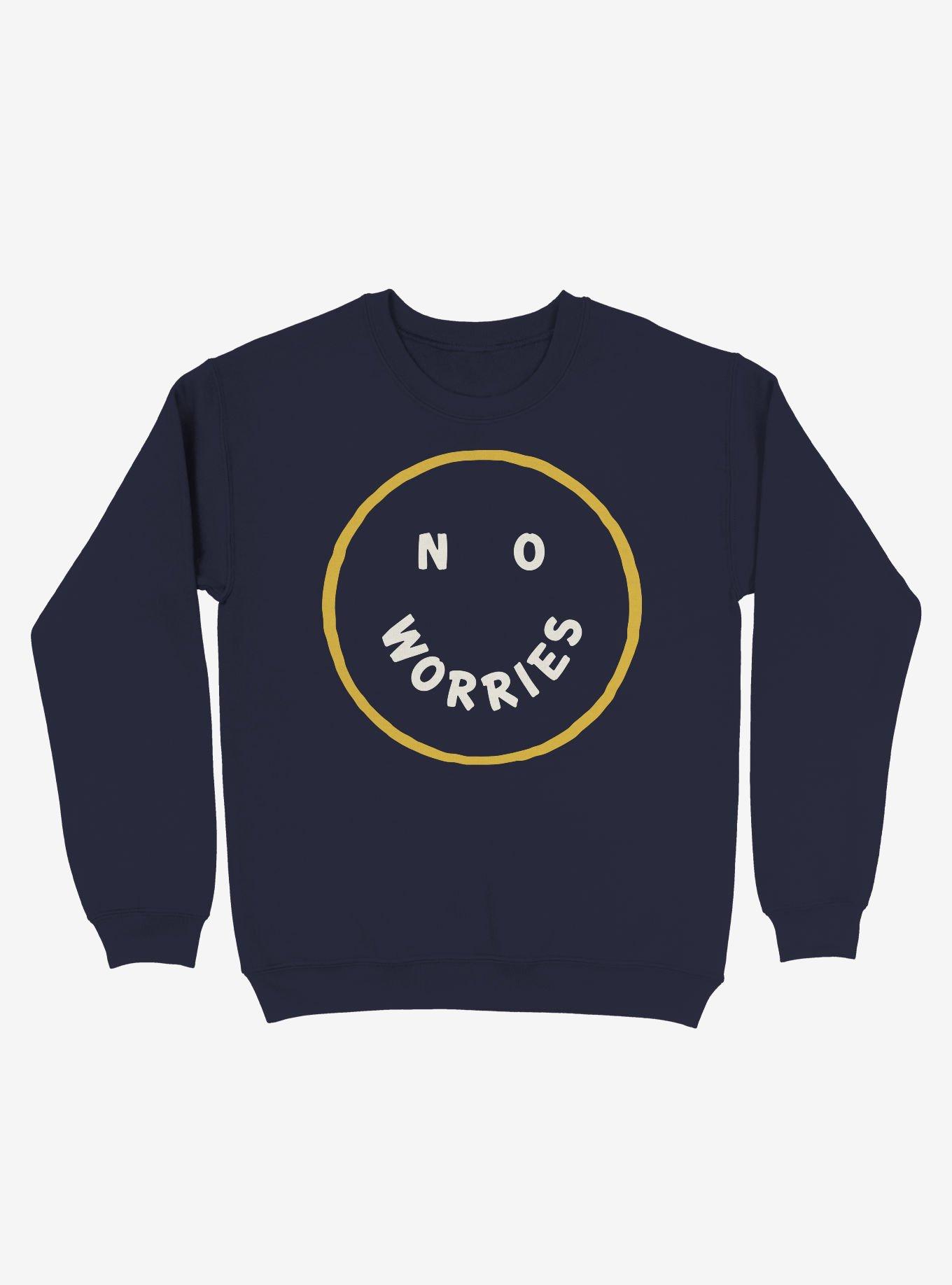 No Worries Smile Face Crew Sweatshirt, , hi-res