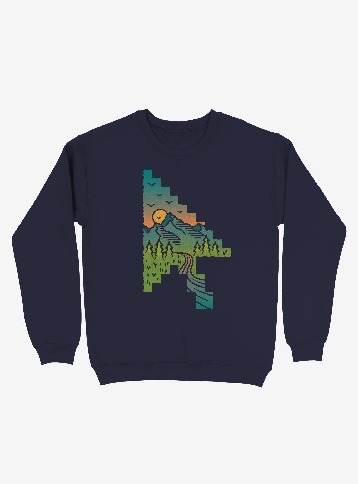 Point Of View Landscape Crew Sweatshirt, NAVY, hi-res