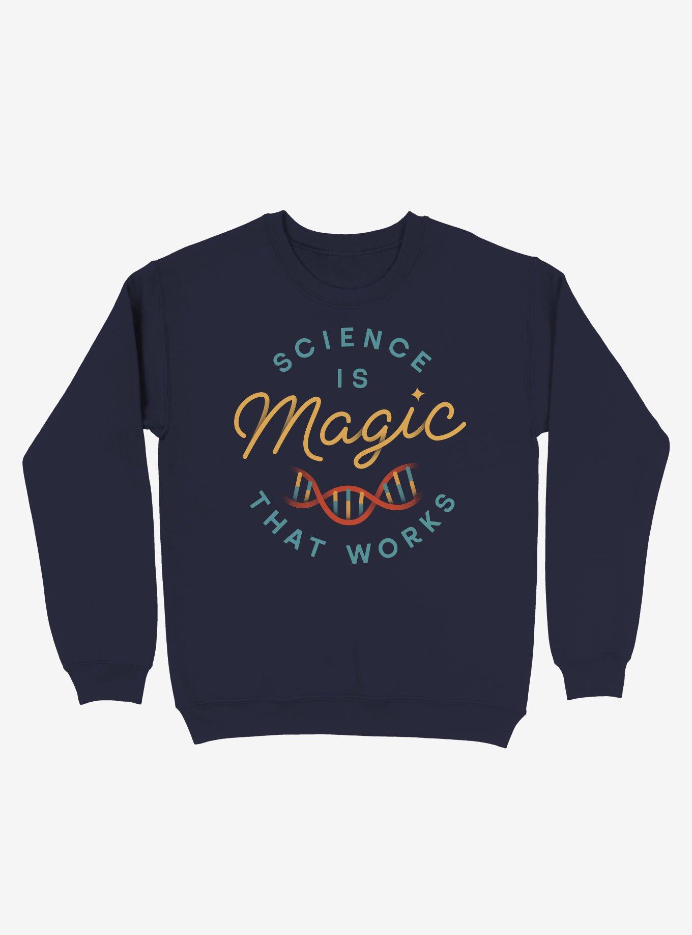 Science Is Magic Text Crew Sweatshirt, NAVY, hi-res