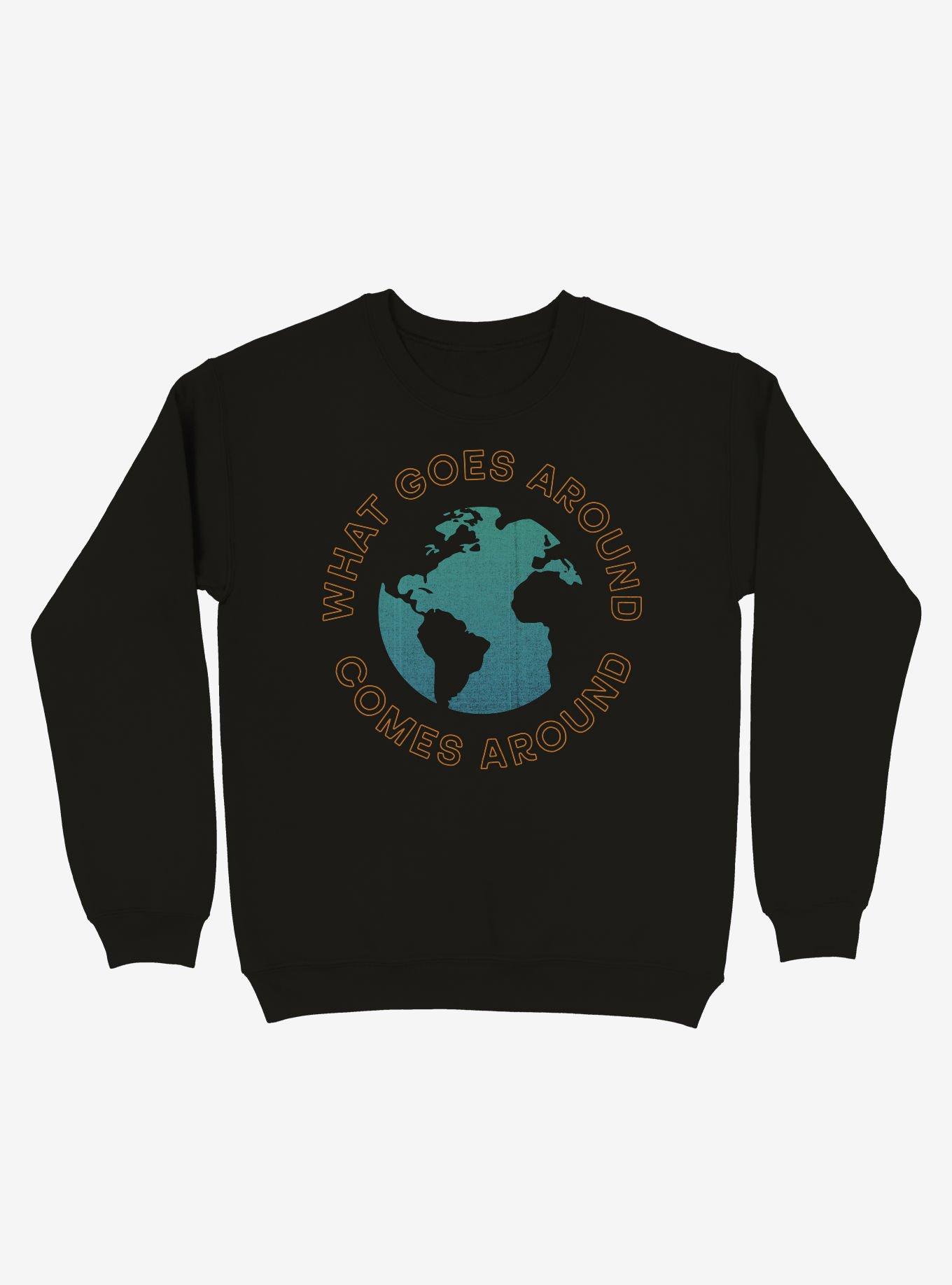What Goes Around Comes Around Earth Crew Sweatshirt, BLACK, hi-res