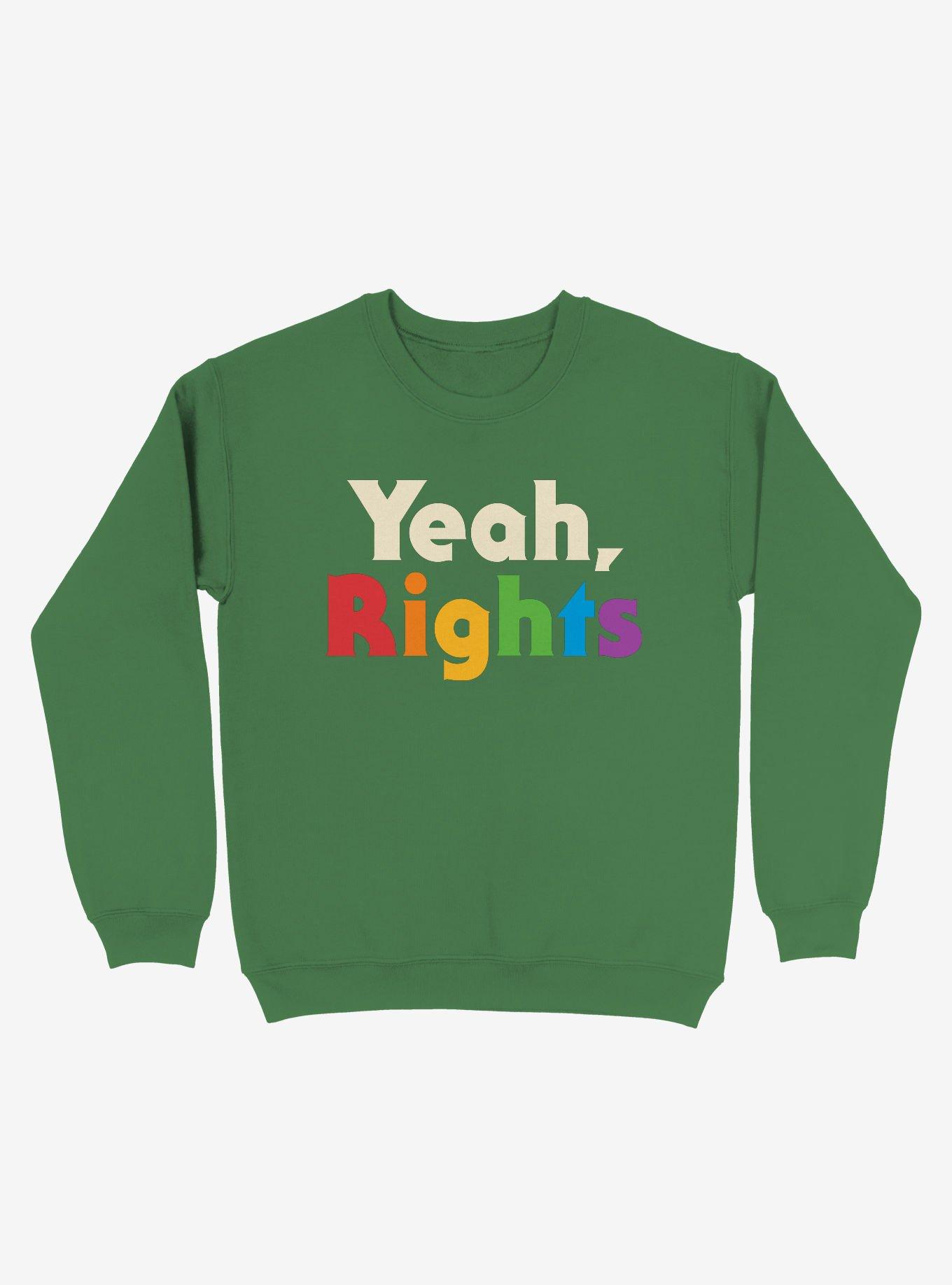 Yeah, Rights Rainbow Text Crew Sweatshirt, , hi-res