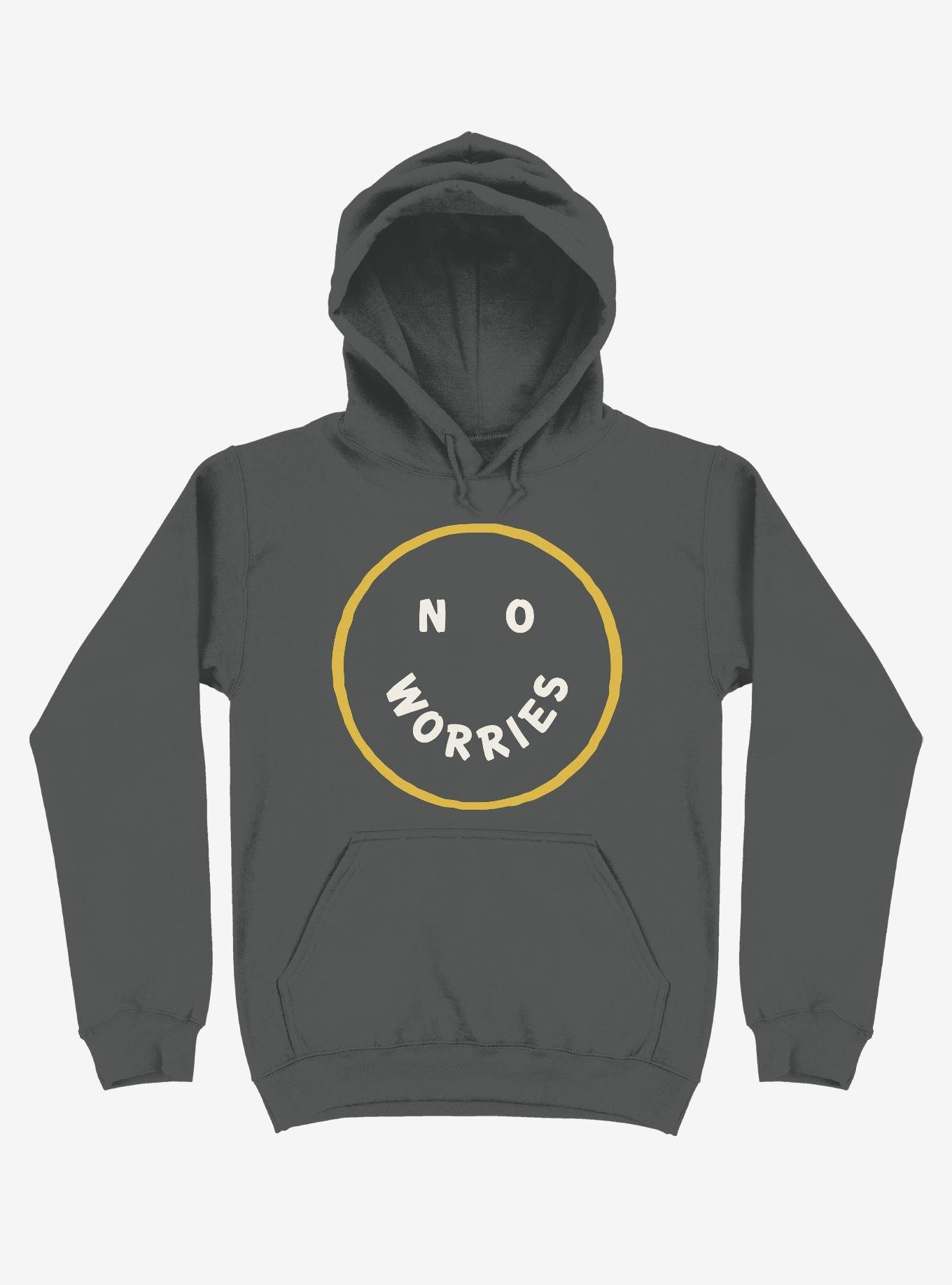 No Worries Smile Face Hoodie, CHARCOAL, hi-res