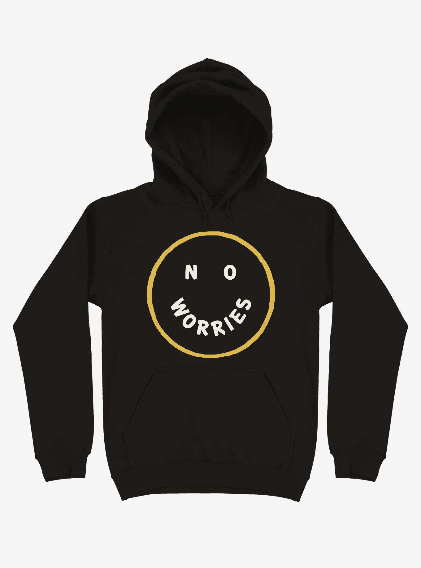 No Worries Smile Face Hoodie, BLACK, hi-res