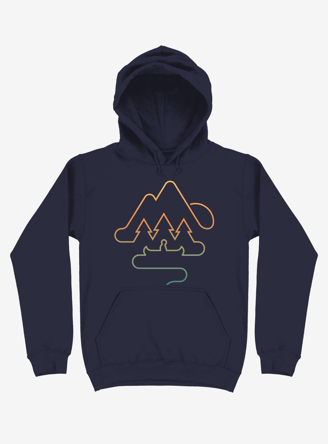 Tree And Canoe Outline Hoodie, NAVY, hi-res