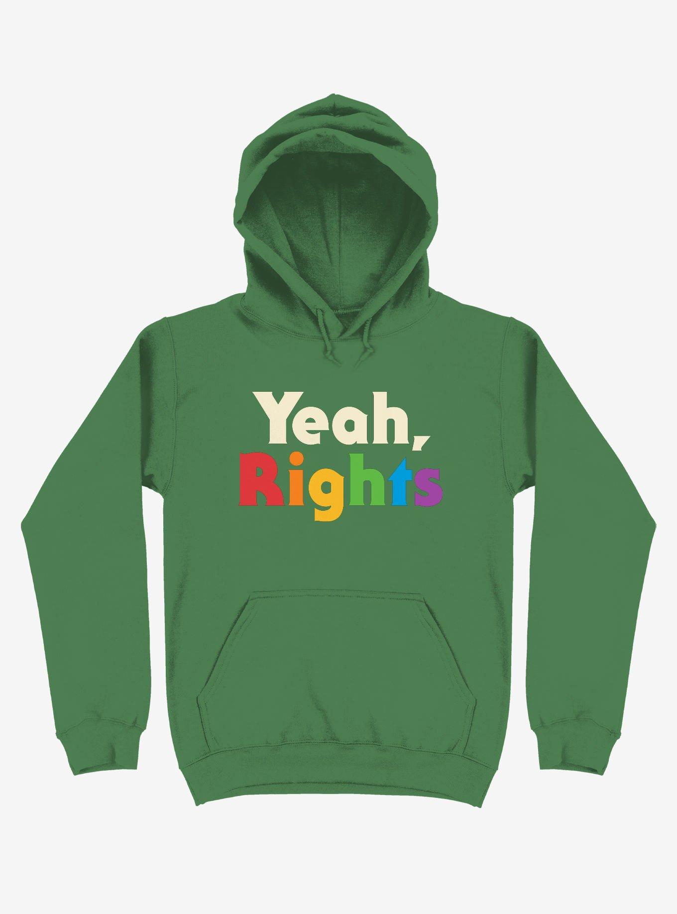 Yeah, Rights Rainbow Text Hoodie, IRISH GREEN, hi-res