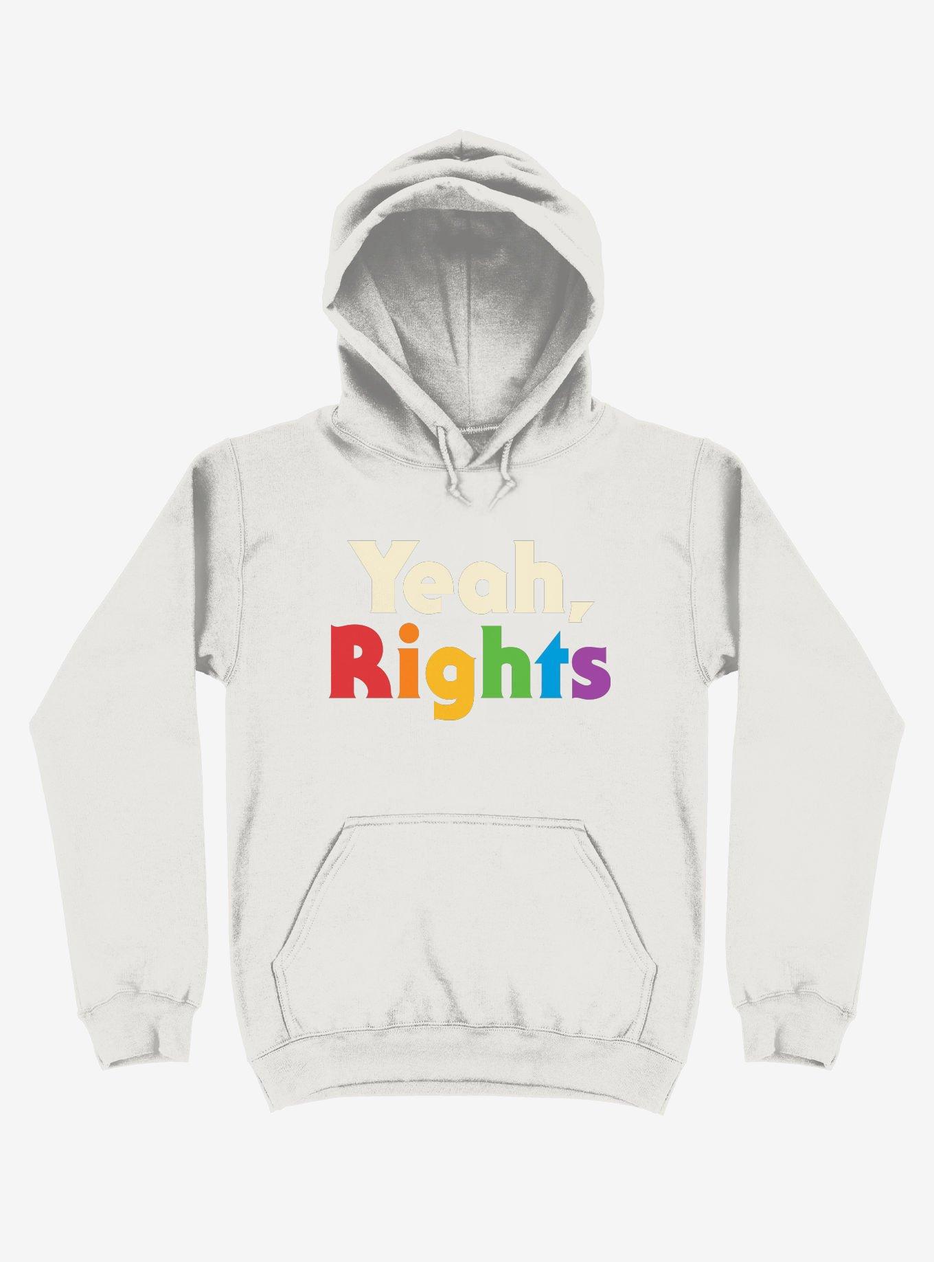Yeah, Rights Rainbow Text Hoodie, WHITE, hi-res