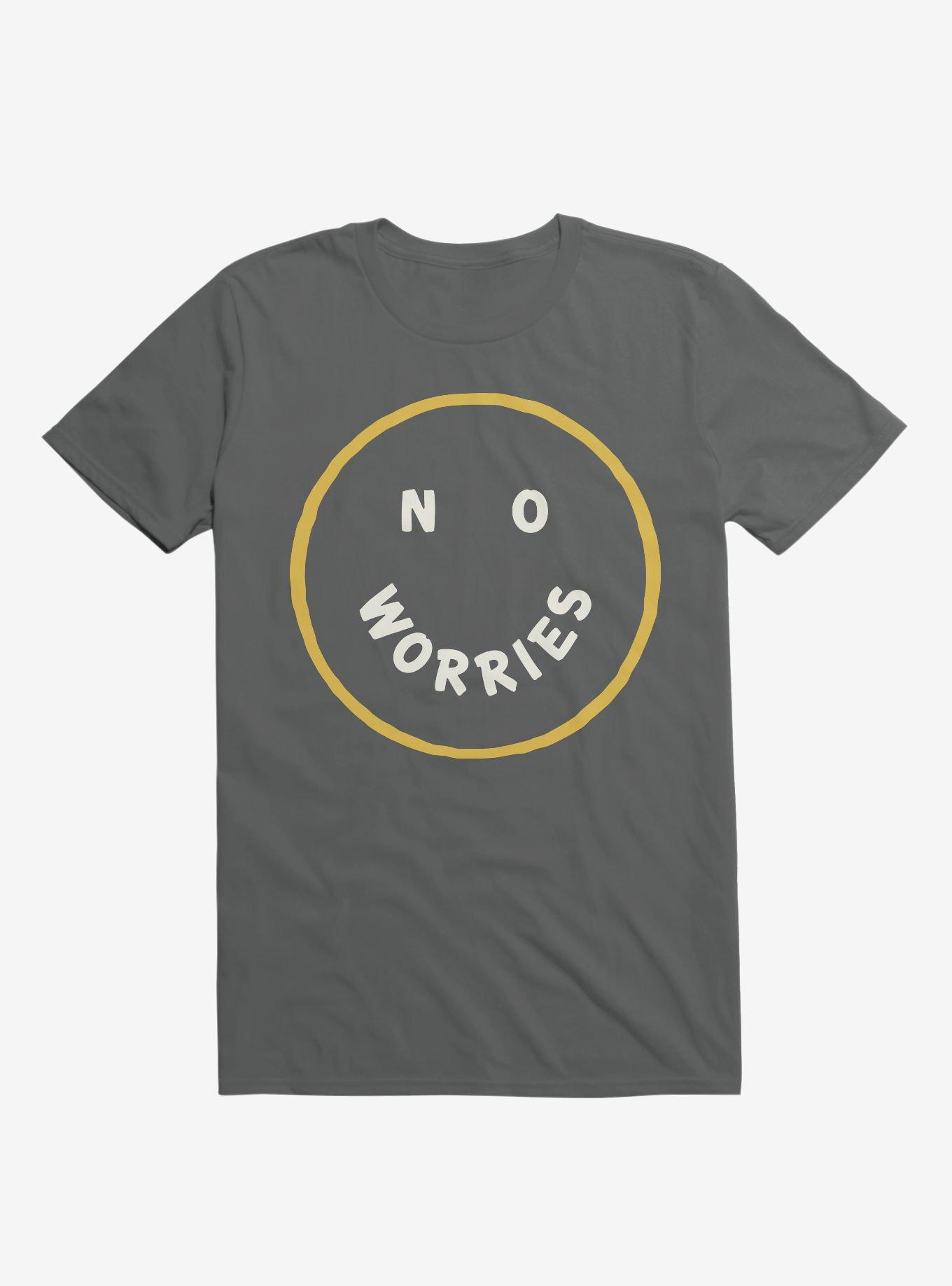 No Worries Smile Face T-Shirt, CHARCOAL, hi-res