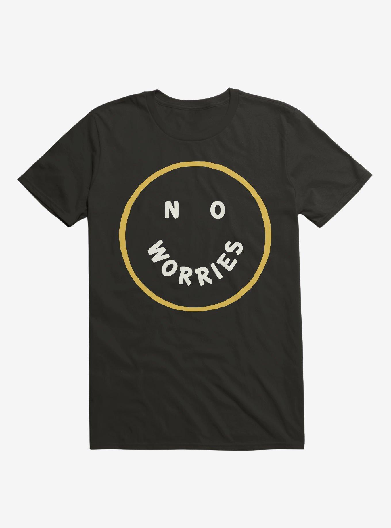 No Worries Smile Face T-Shirt, BLACK, hi-res