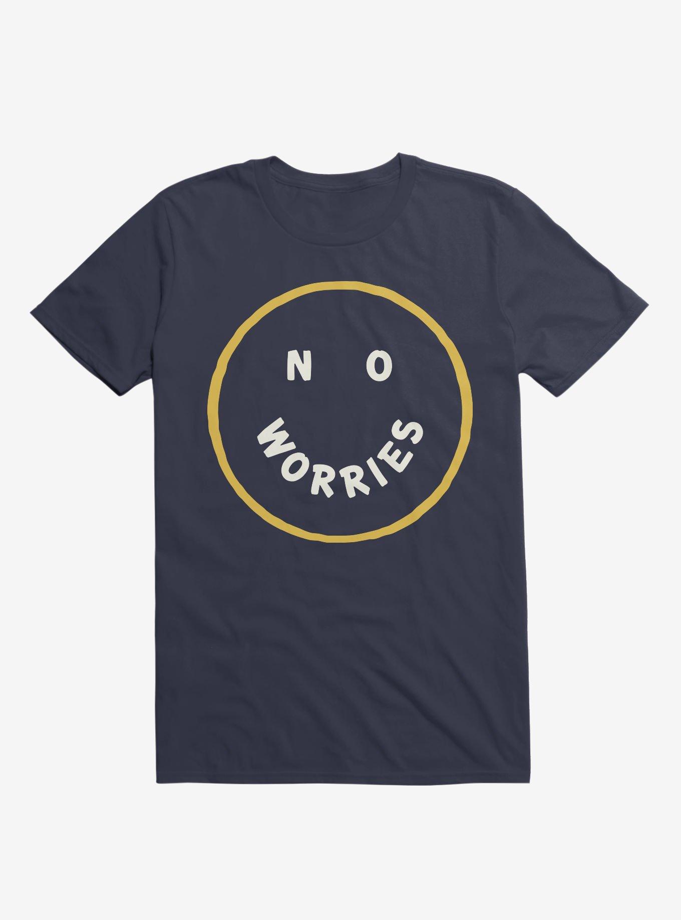 No Worries Smile Face T-Shirt, NAVY, hi-res