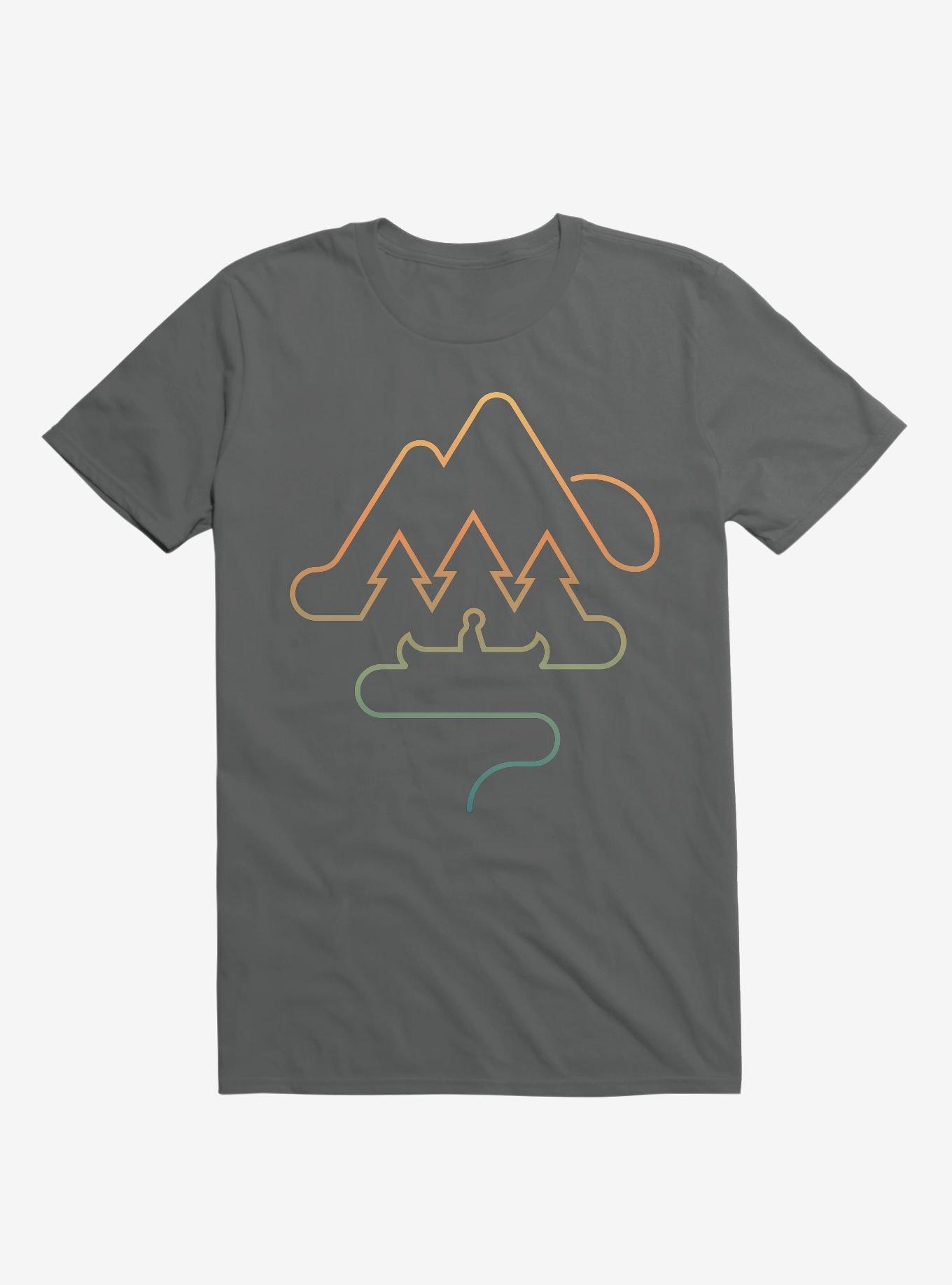 Tree And Canoe Outline T-Shirt, CHARCOAL, hi-res