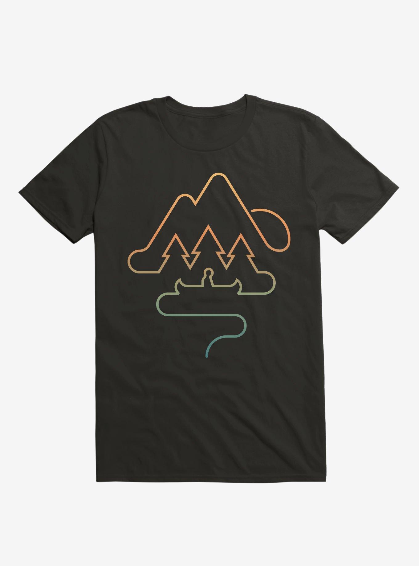 Tree And Canoe Outline T-Shirt