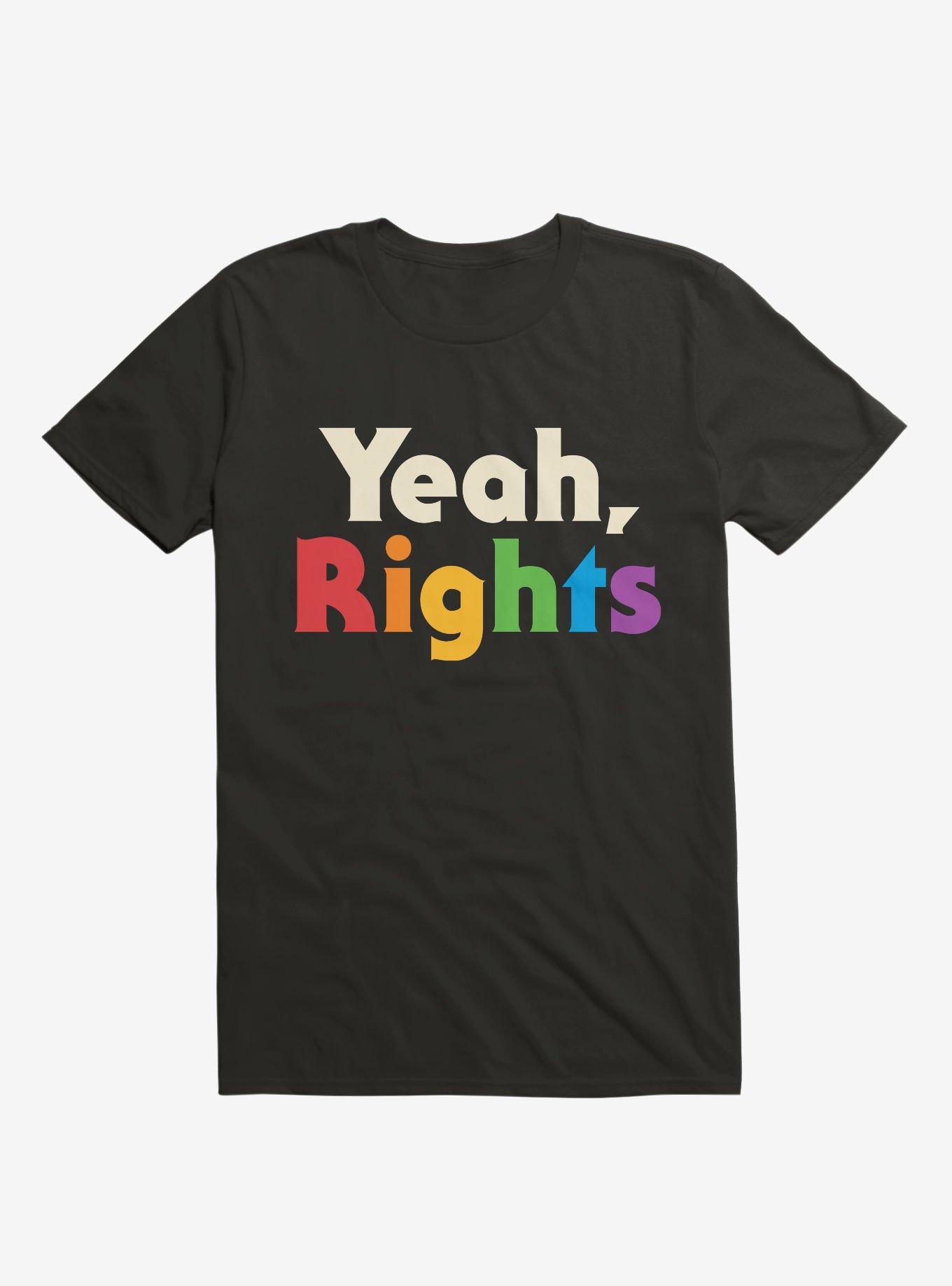 Yeah, Rights Rainbow Text T-Shirt, BLACK, hi-res